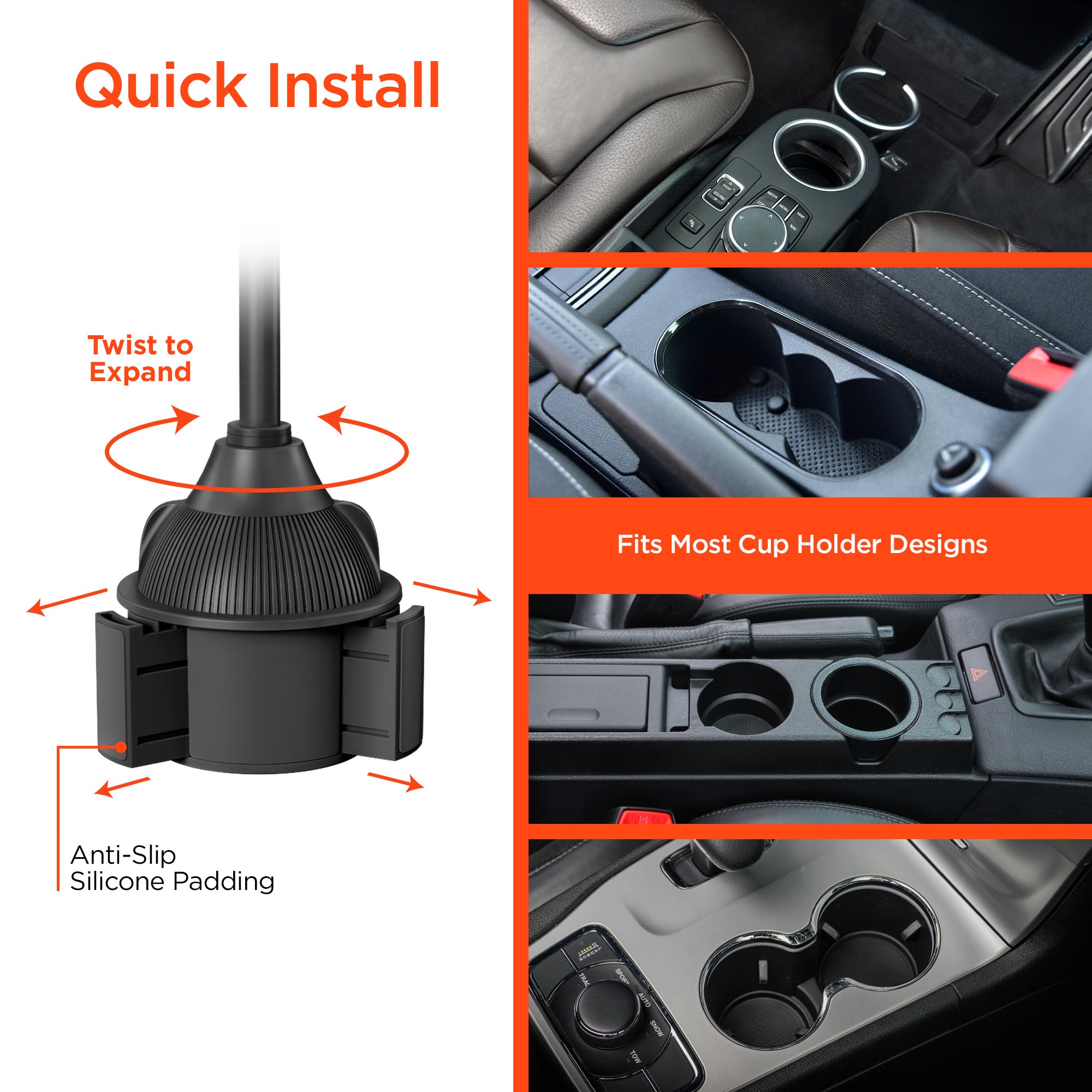 EZ Grip 15W Wireless Fast Charging Phone Mount | Cup Holder