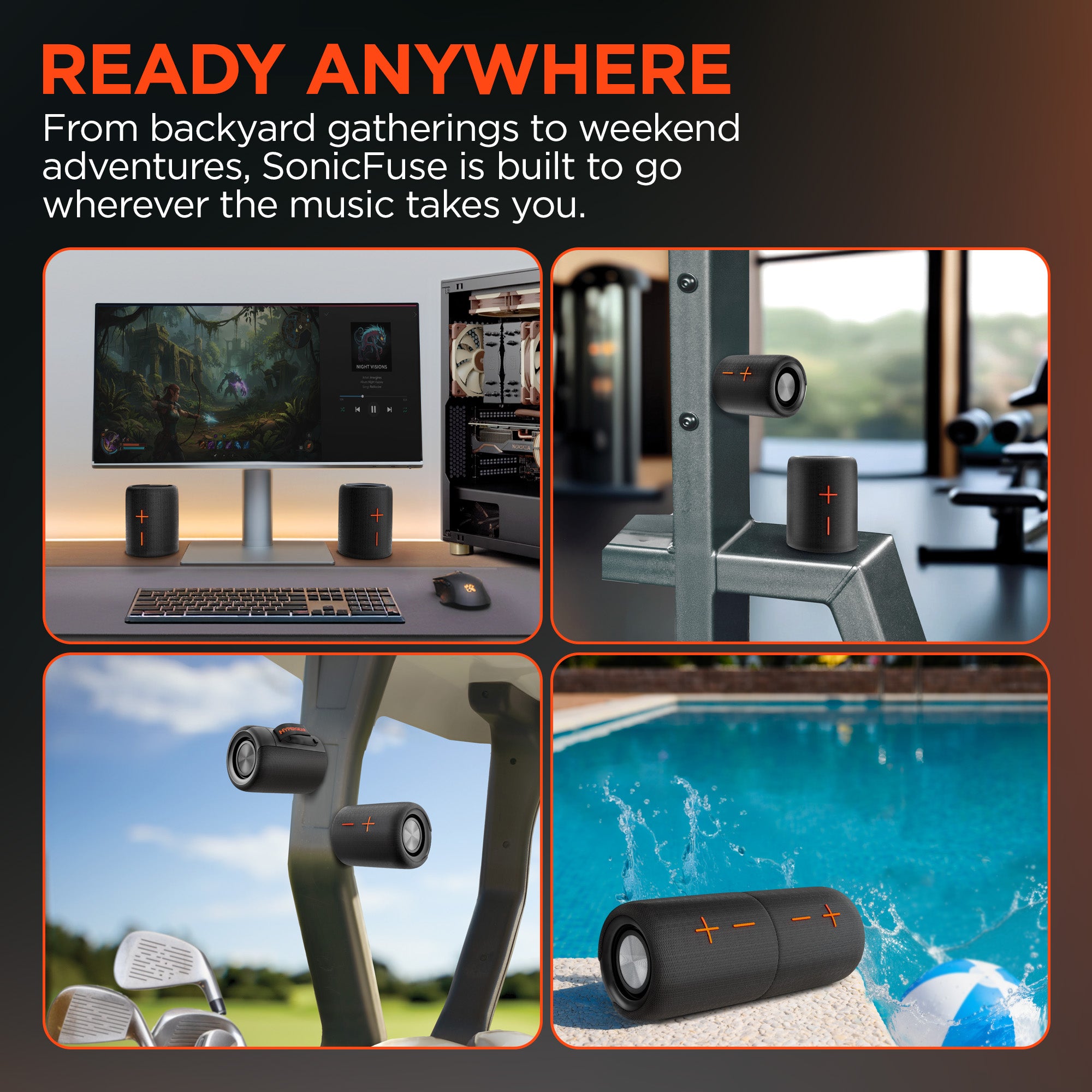 SonicFuse Dual Magnetic Wireless Speaker | Black – HYPERGEAR