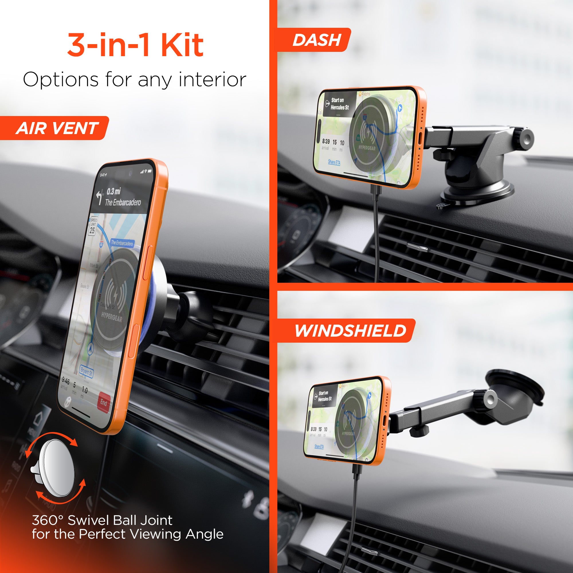 MaxCharge 15W Magnetic Wireless Fast Charging Phone Mount | Vent + Das ...