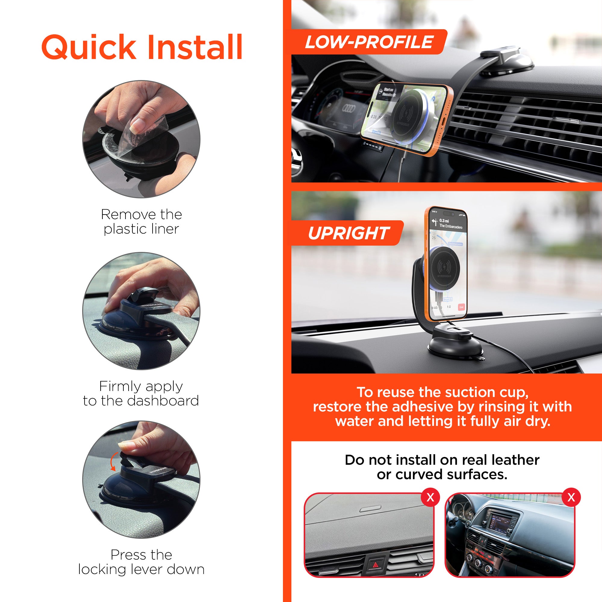 MaxCharge 15W Magnetic Wireless Fast Charging Phone Mount | Dashboard ...