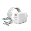 SpeedBoost 40W Tri-Port Fast Wall Charger with 6ft USB-C to USB-C Cable | White