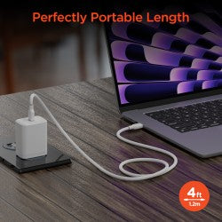 Flexi Pro USB-C to USB-C Soft-Touch Silicone Fast Charge Cable | 4ft | White