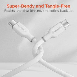 Flexi Pro USB-C to USB-C Soft-Touch Silicone Fast Charge Cable | 4ft | White