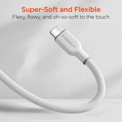 Flexi Pro USB-C to USB-C Soft-Touch Silicone Fast Charge Cable | 4ft | White