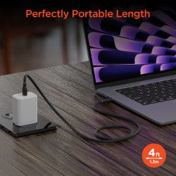 Flexi Pro USB-C to USB-C Soft-Touch Silicone Fast Charge Cable | 4ft | Black