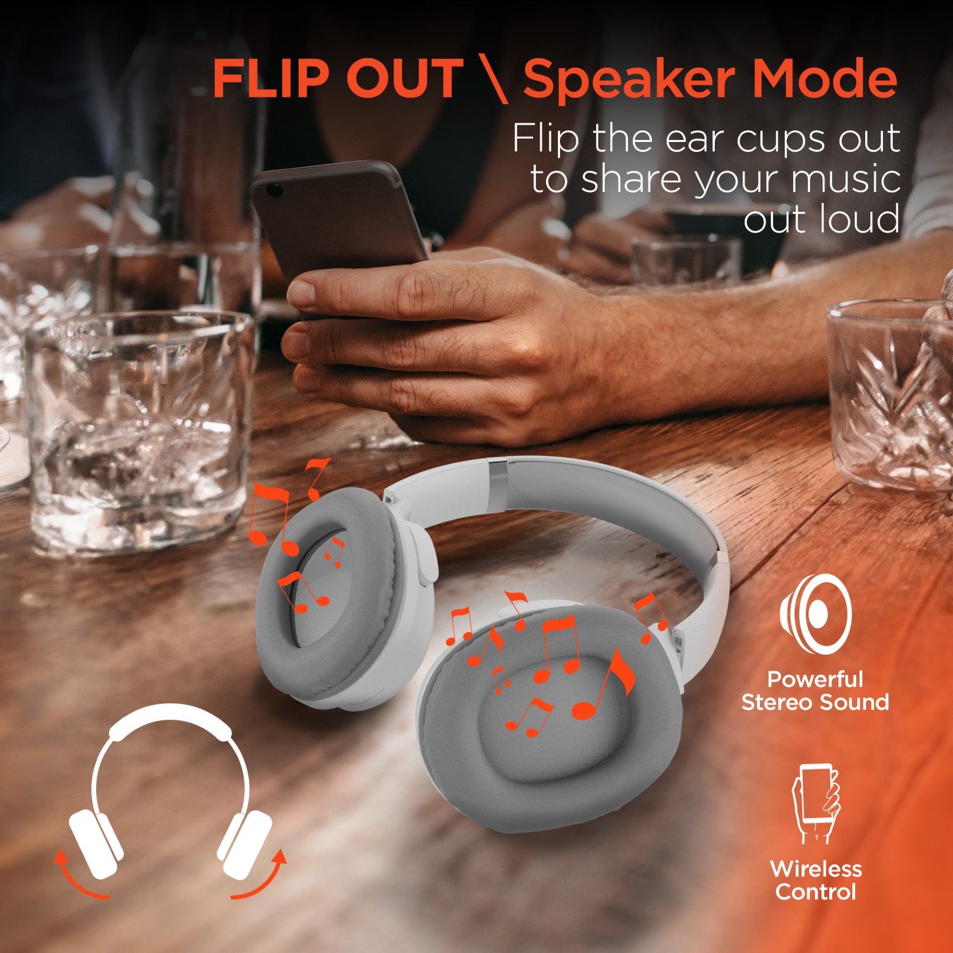 Flip 2-in-1 Wireless Headphones + Speaker | White