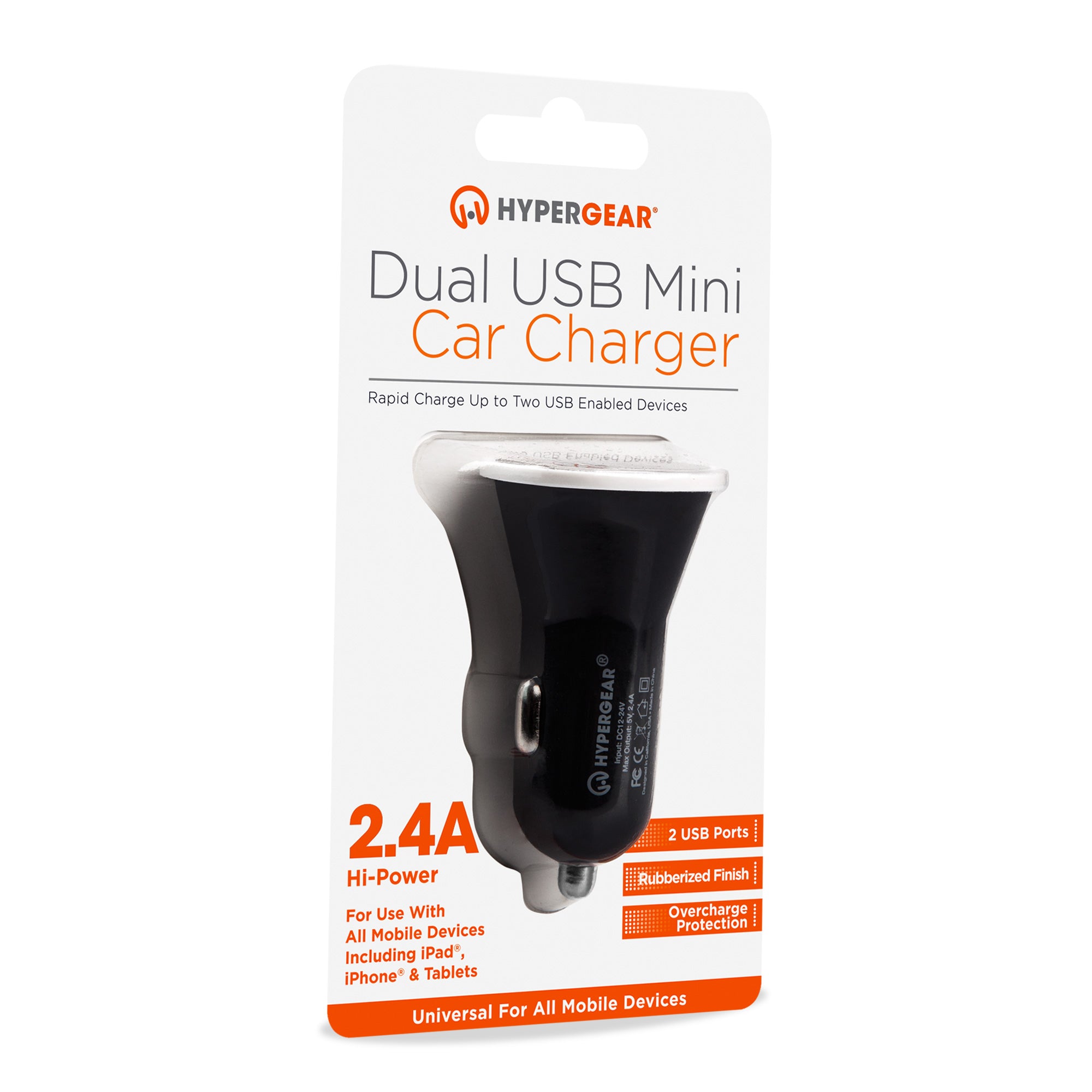 12W Dual USB Mini Car Charger | Black