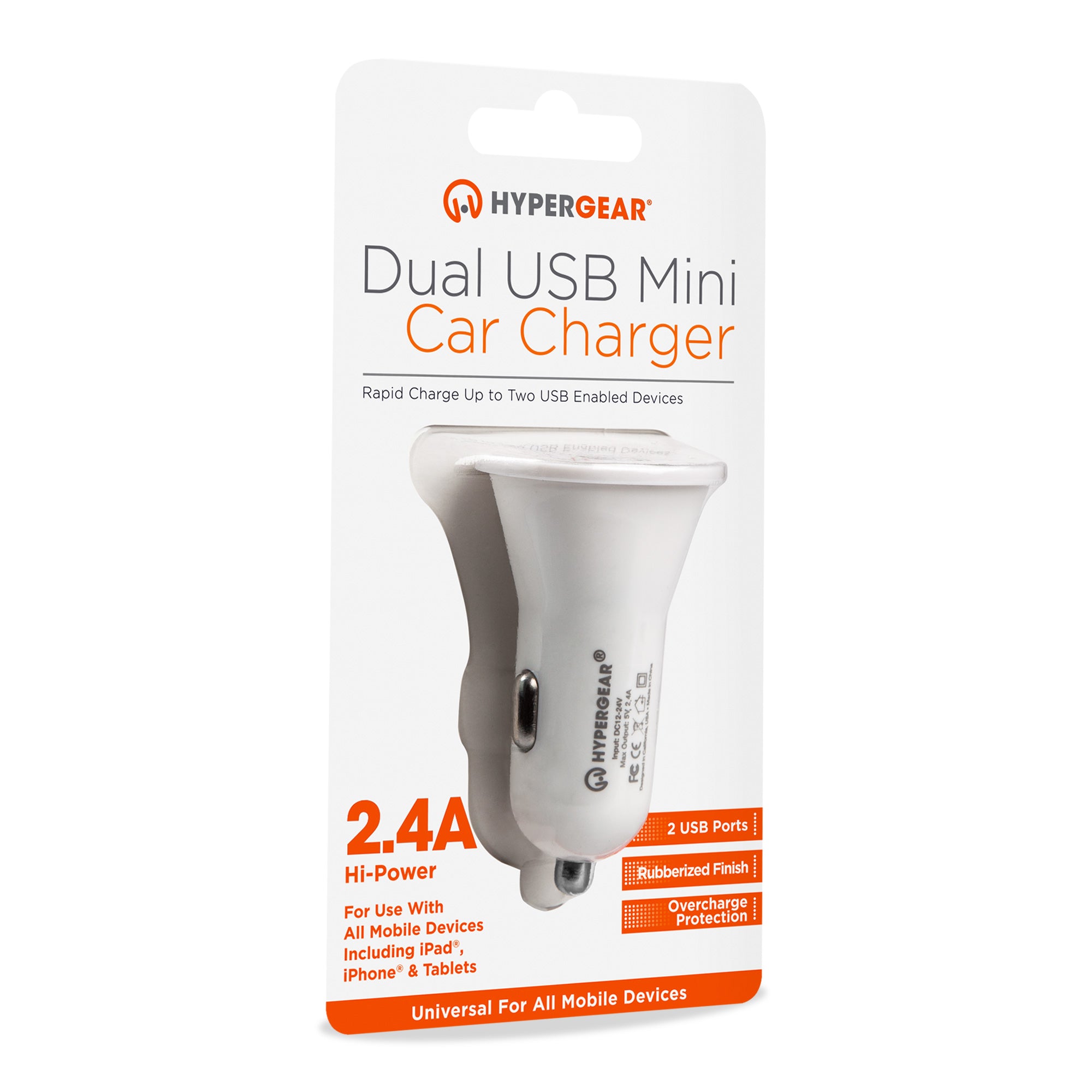 12W Dual USB Mini Car Charger | White
