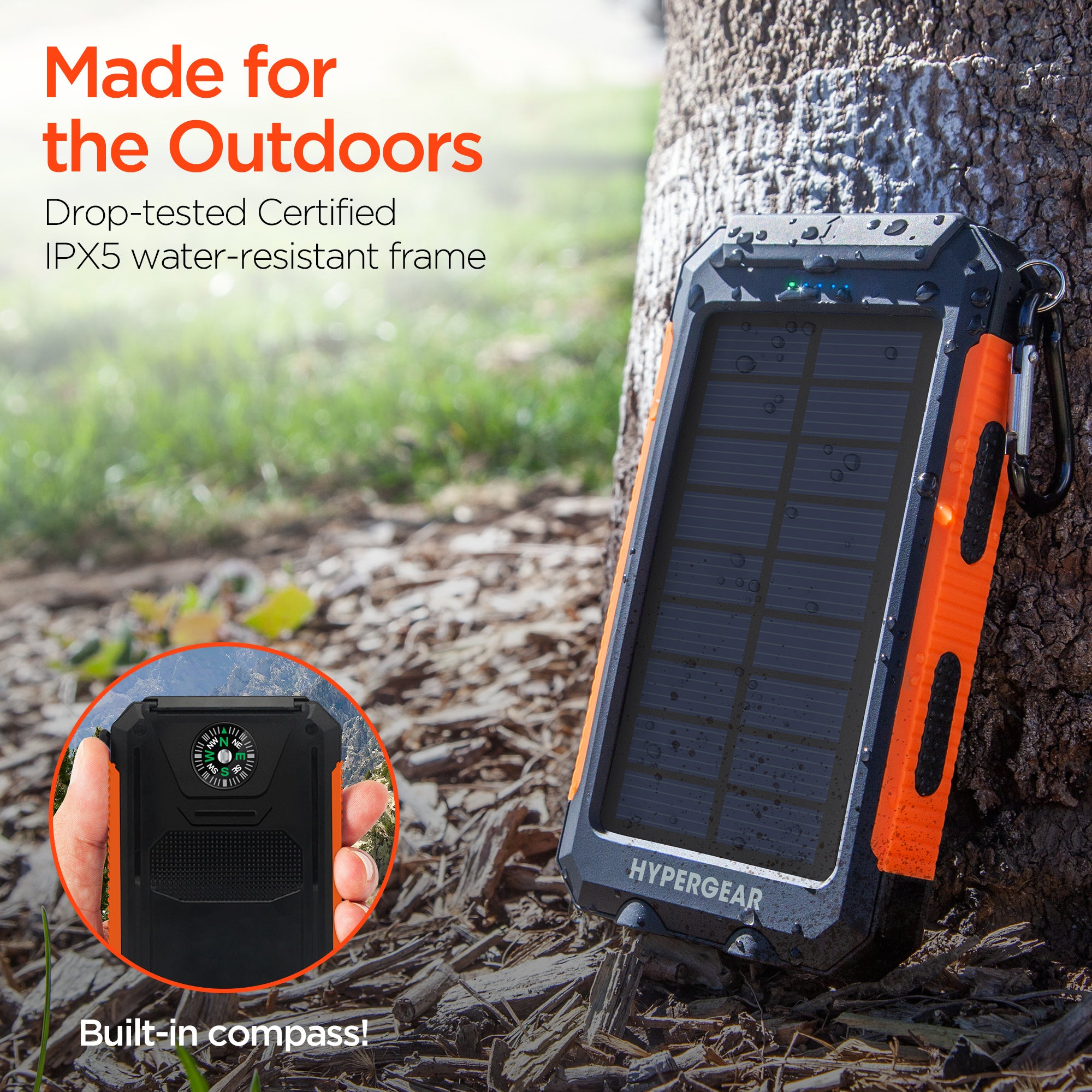 10,000mAh | Dual USB Solar Power Bank | Black