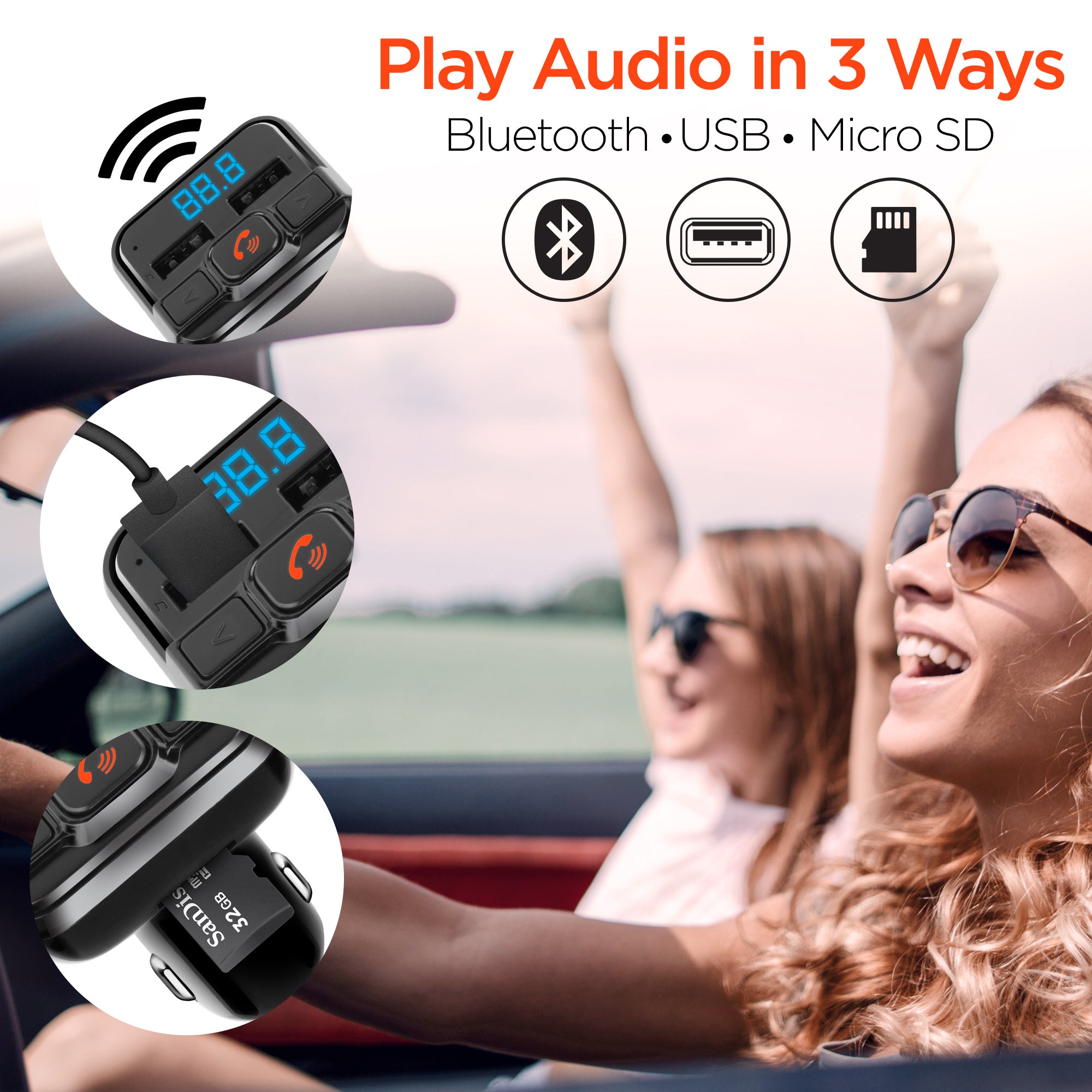 FM Transmitter for Car + Dual USB Car Charger