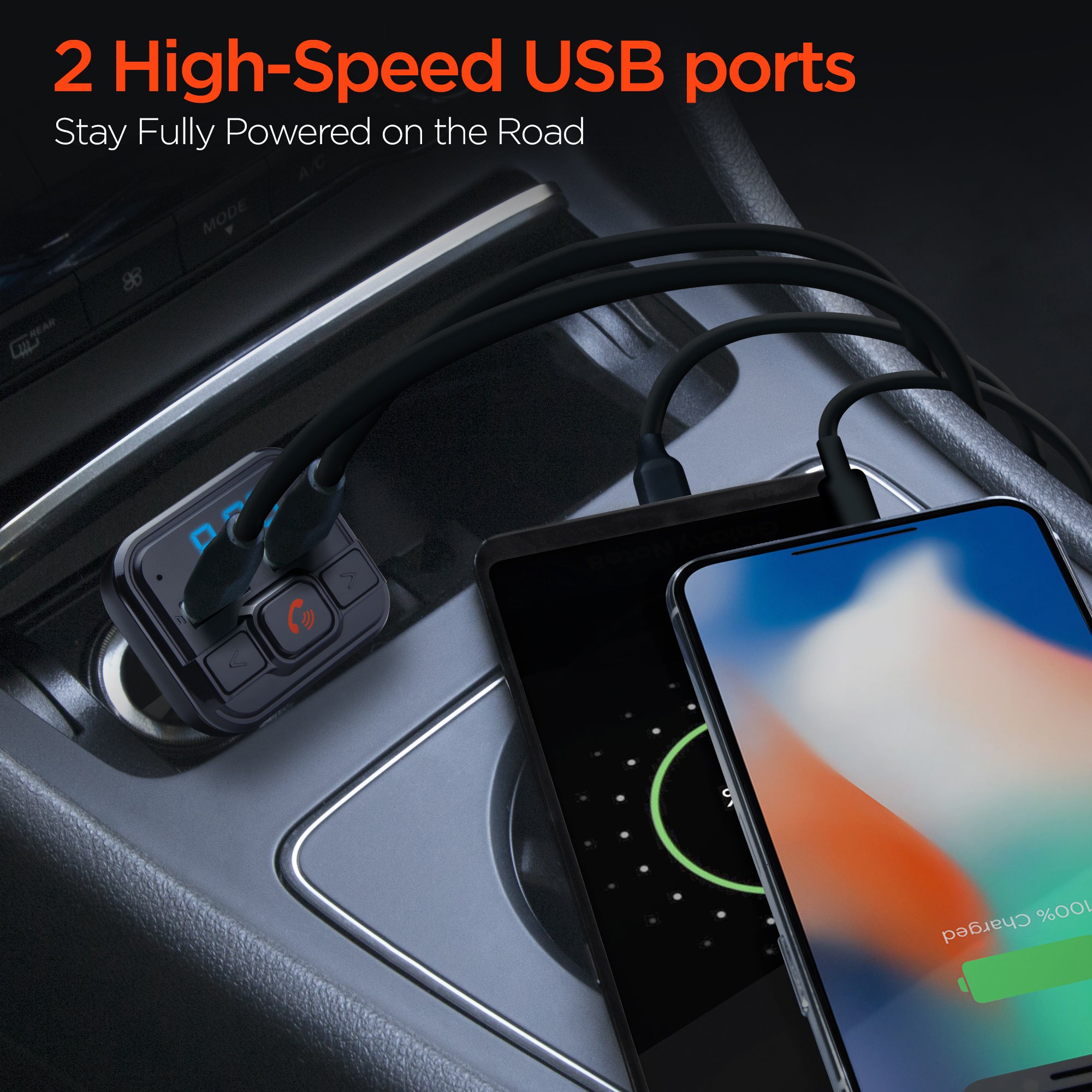 FM Transmitter for Car + Dual USB Car Charger