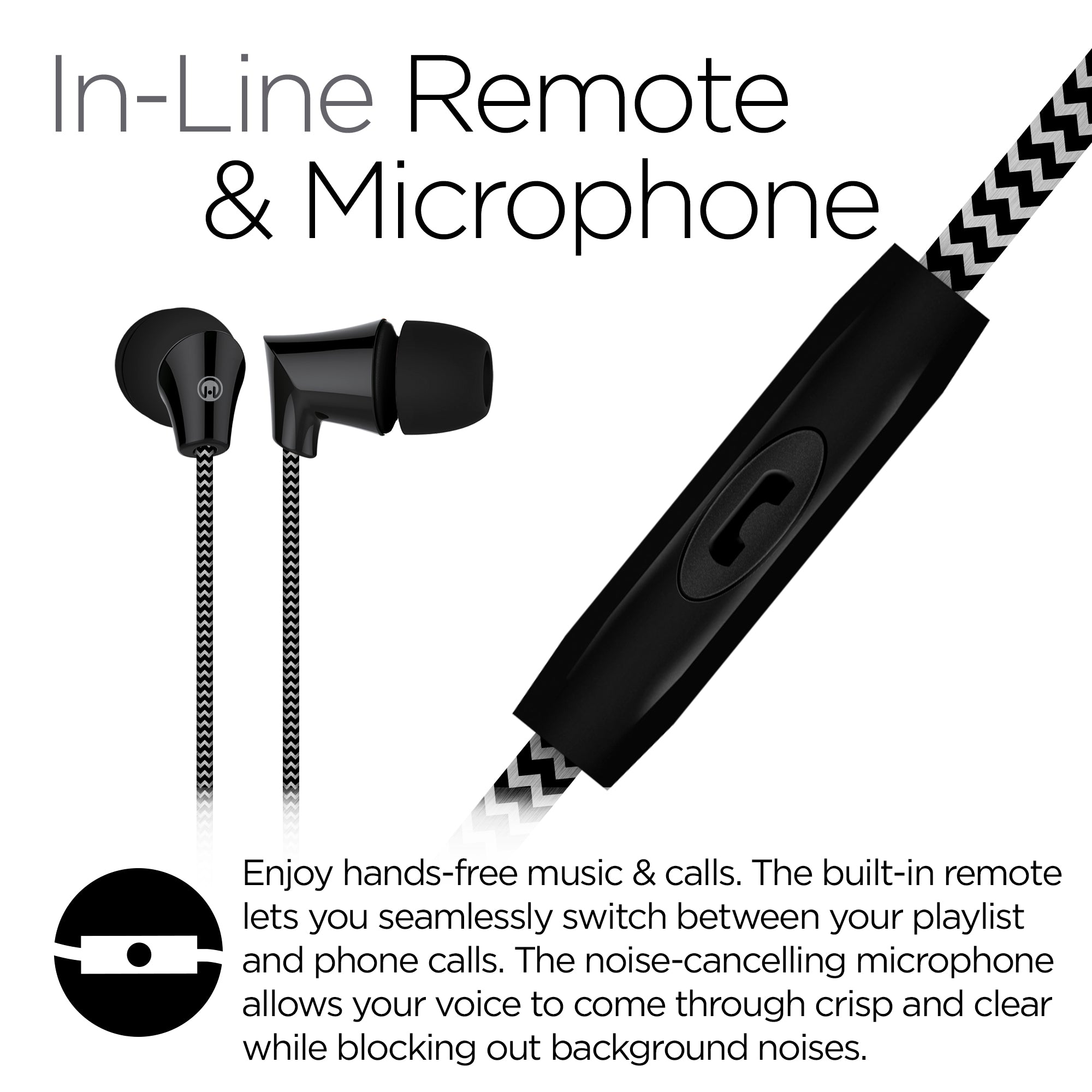 Sound Wavez Braided Earphones - Black