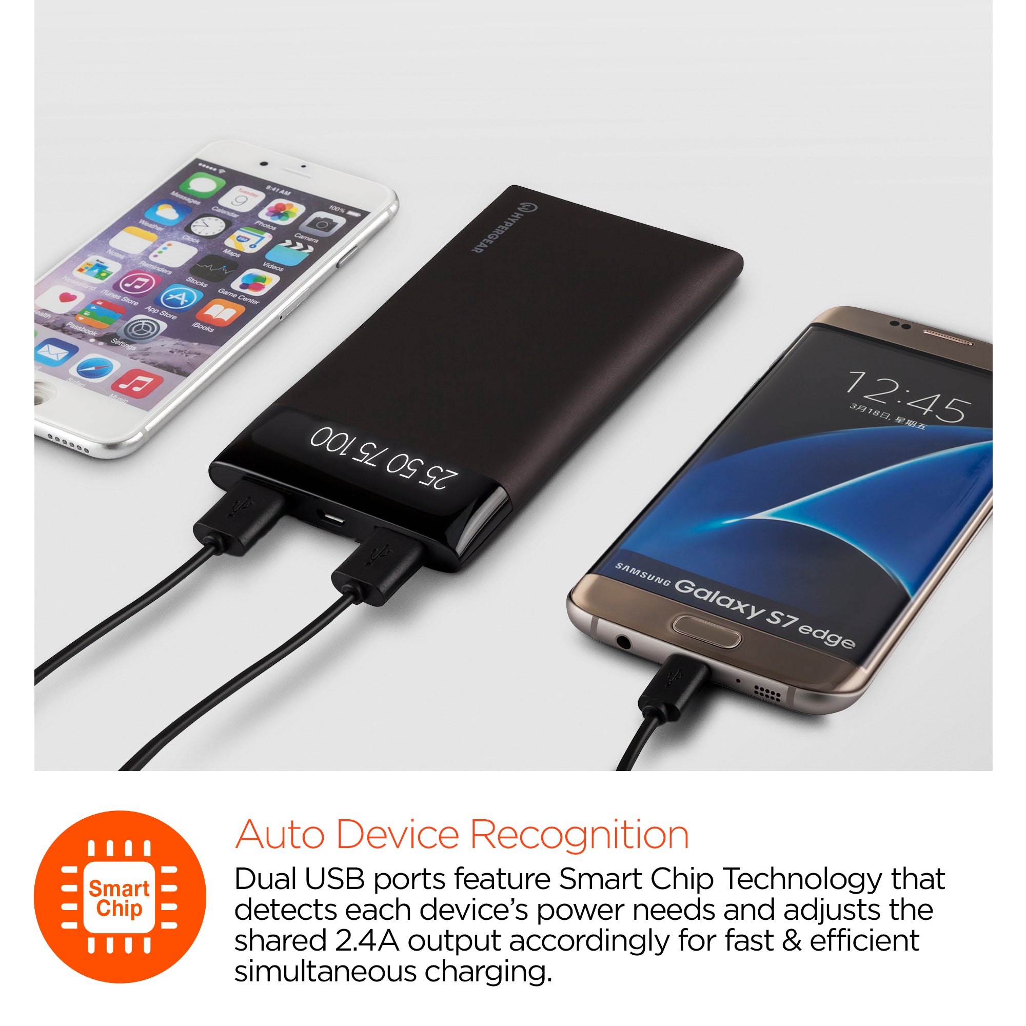 8,000mAh | Dual USB Portable Battery Pack with Digital Display | Black
