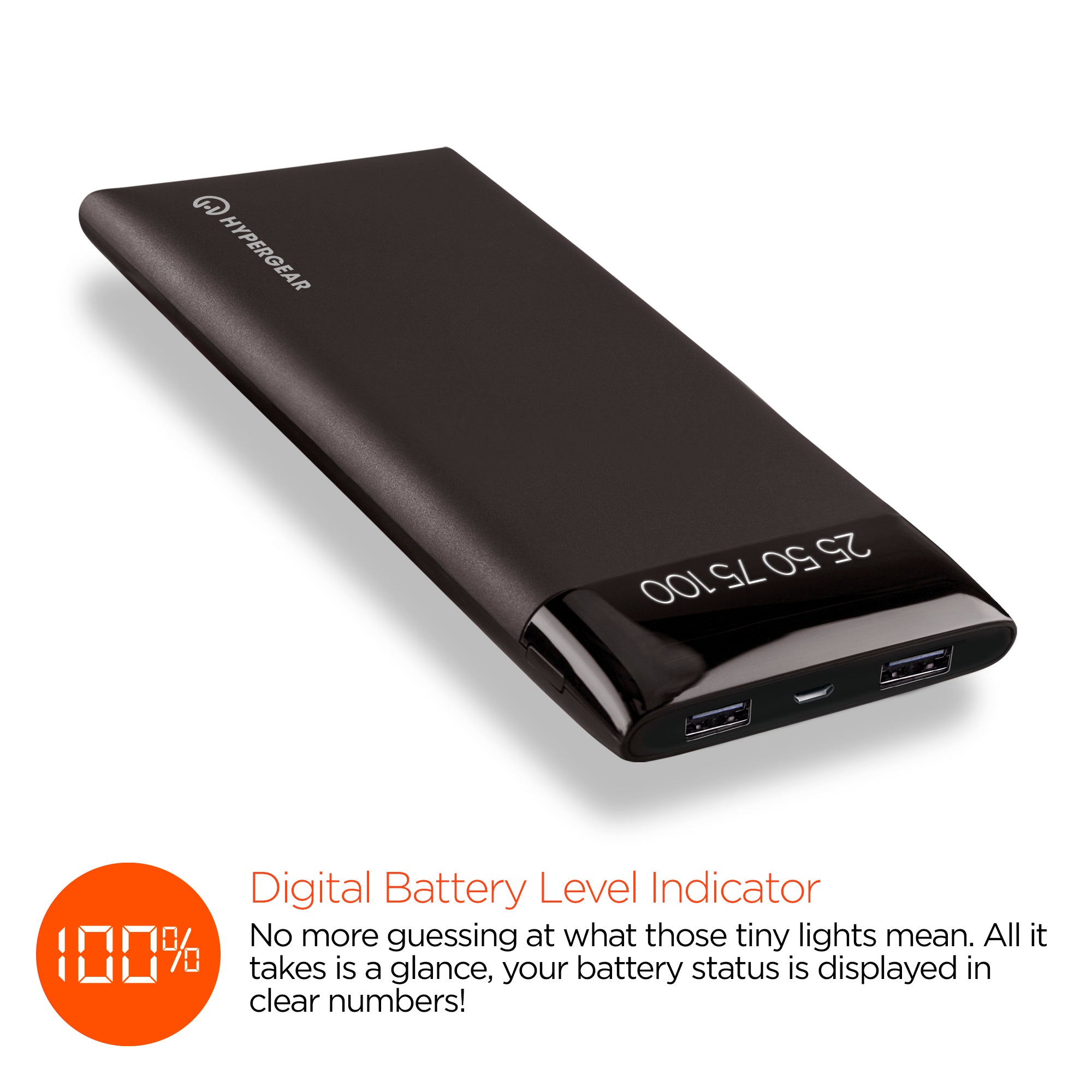 HyperGear 20000mAh Portable Battery Pack Dual USB + USB C Digital Power Bank  - Retail Packaging Black