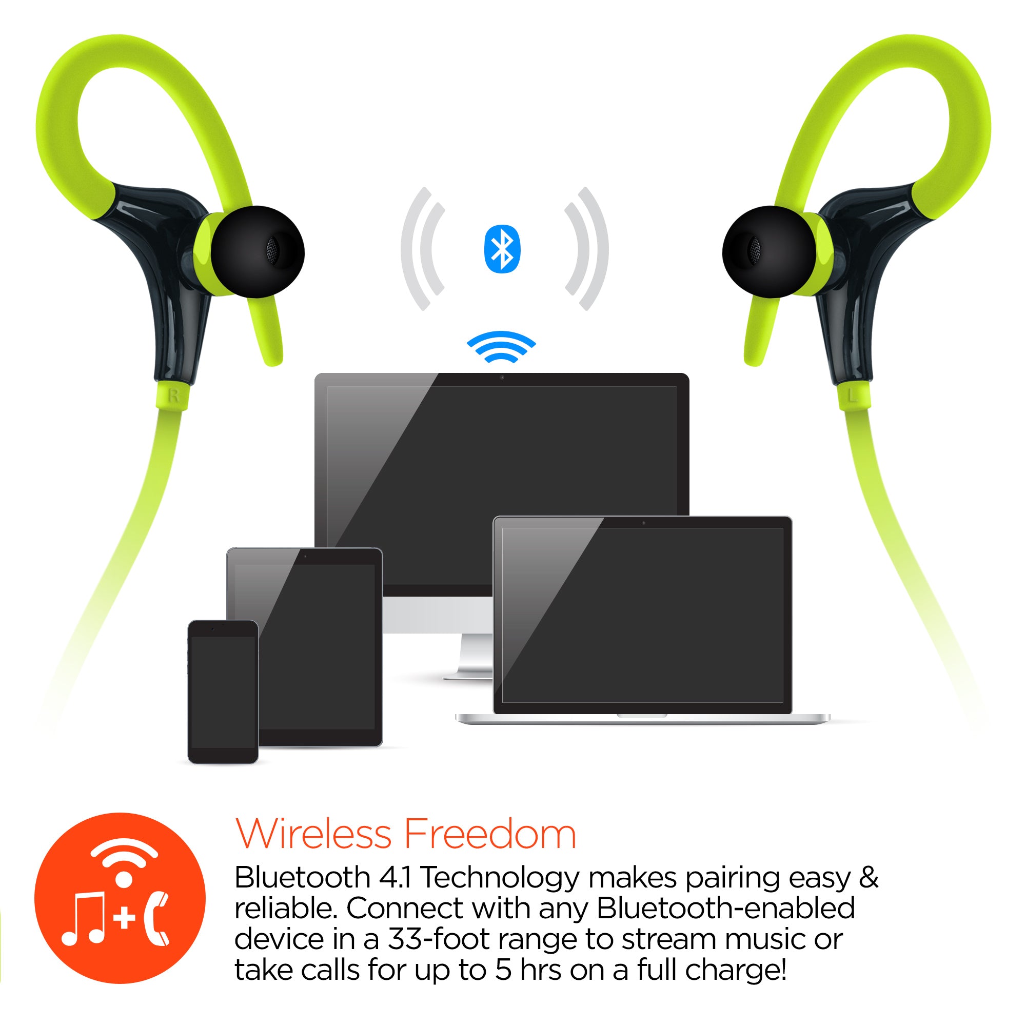 Marathon Sport Wireless Earphones - Energy Green