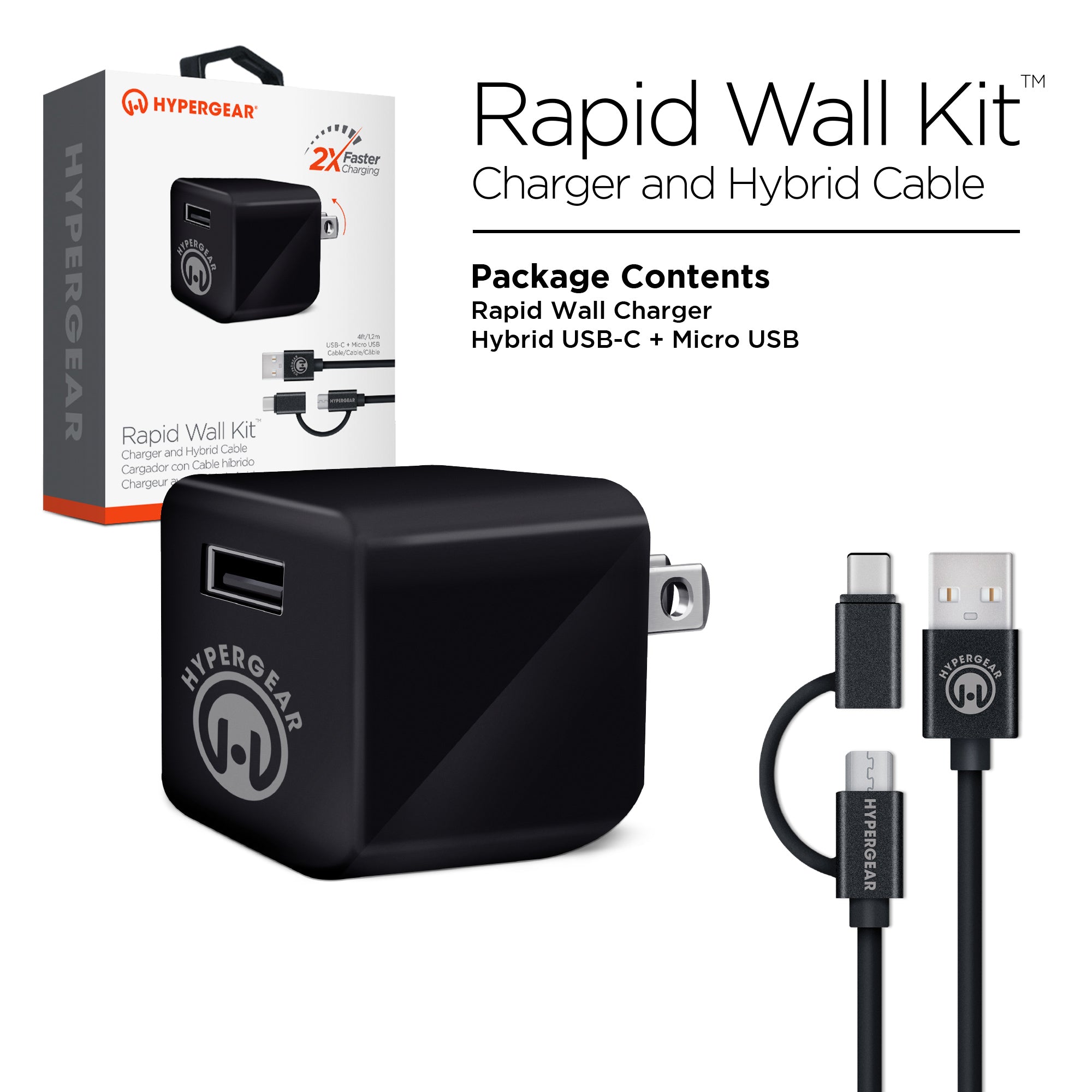 Wall Charger with Hybrid Charging Cable