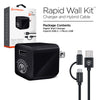 12W USB Rapid Wall Charger | 4ft USB-C + Micro USB Hybrid Cable | Black