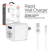 12W USB Rapid Wall Charger | 4ft MFi Lightning Cable | White