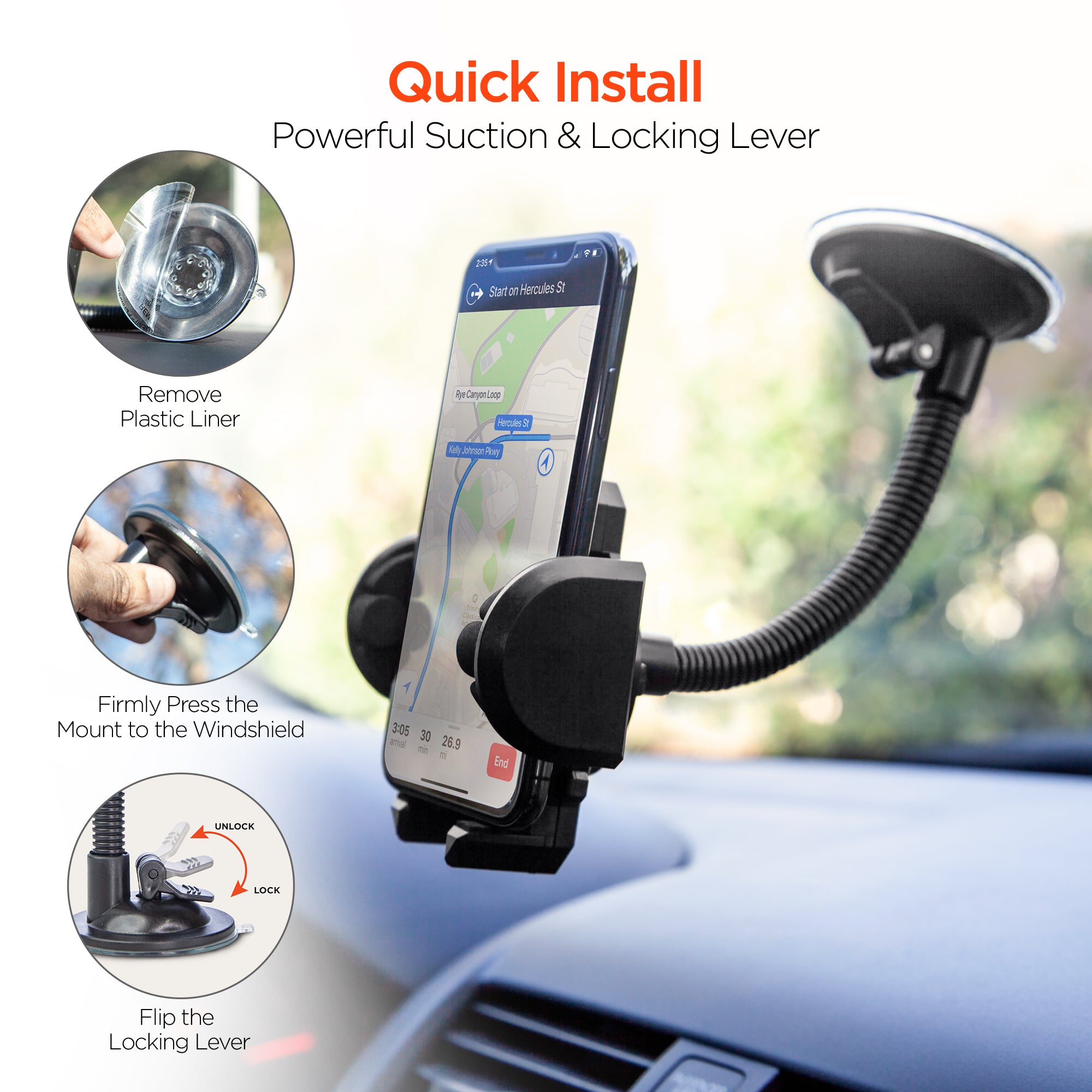 HyperGear Universal Windshield Phone Mount - Black – HYPERGEAR