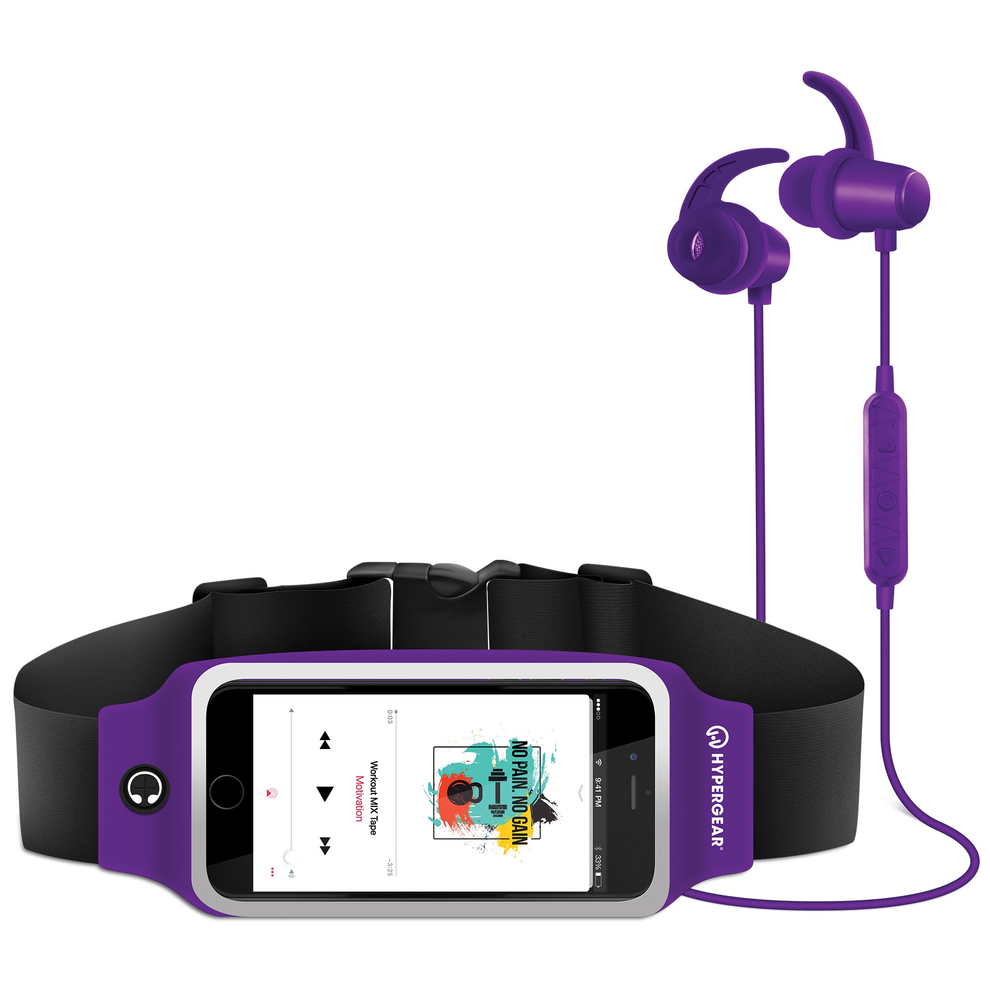 baden Razernij rand ActiveGear Wireless Earphones + Sport Belt Set - Purple – HYPERGEAR