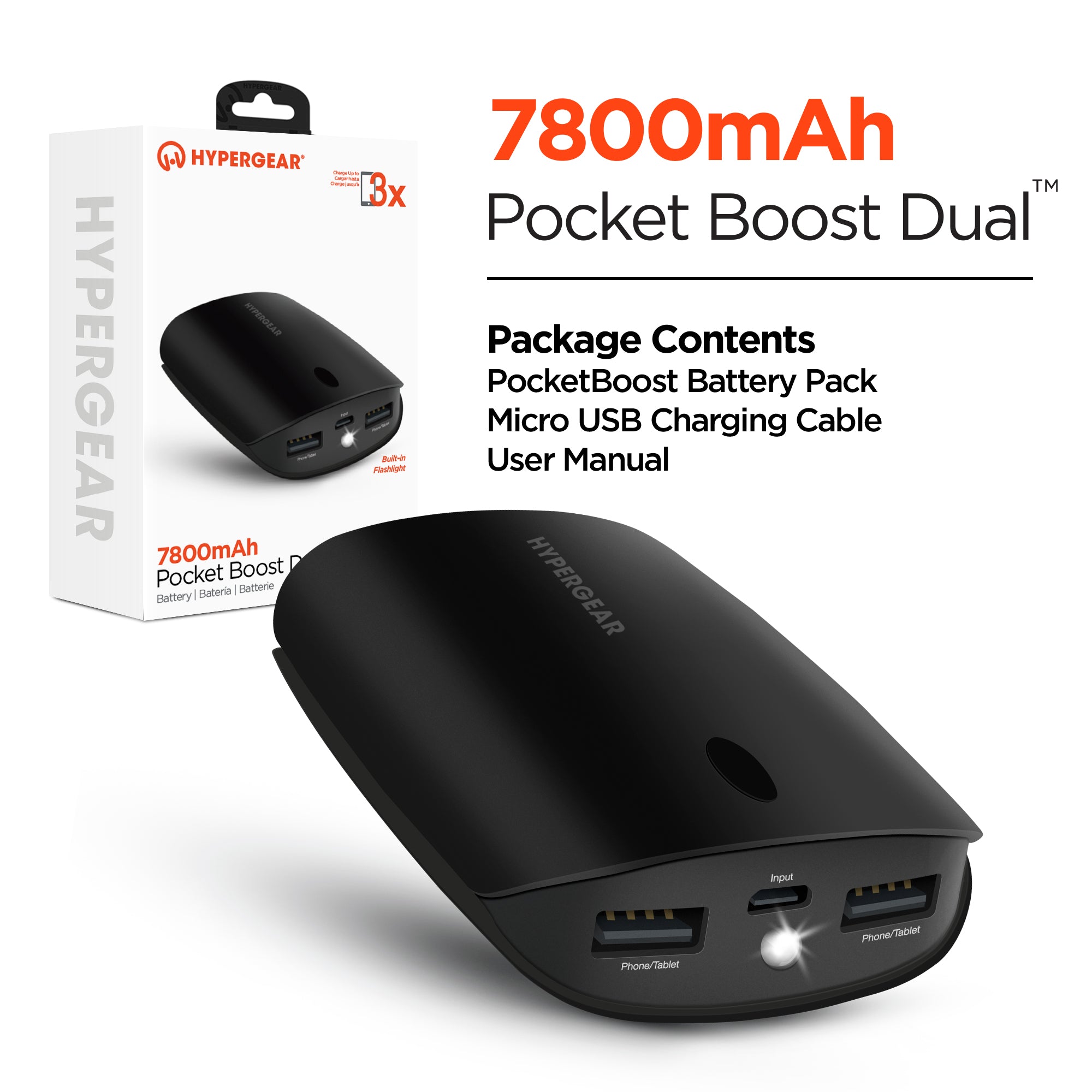 7,800mAh | Pocket Boost Dual Battery Pack | Black