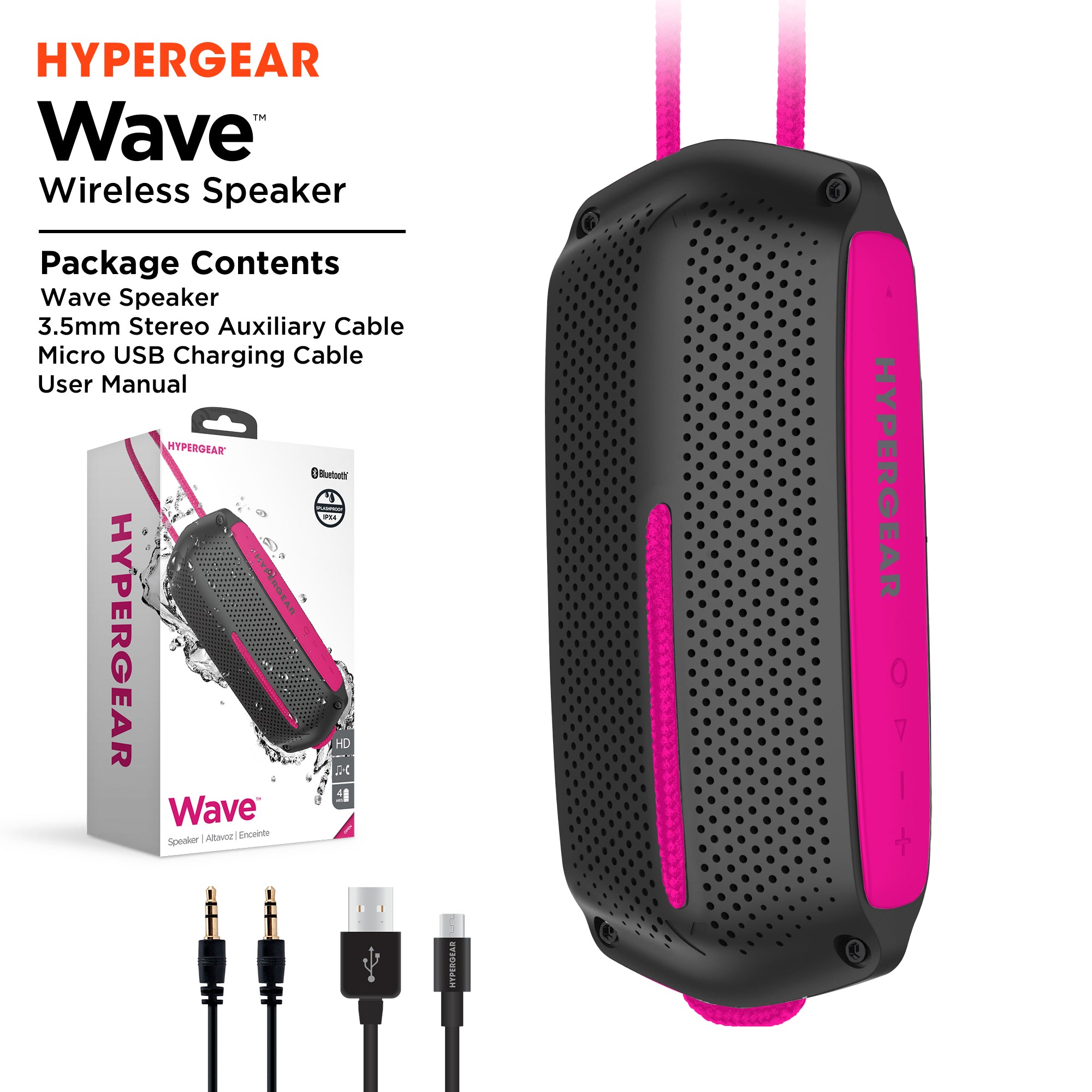 HyperGear 3.5mm Stereo Auxiliary Cable - Black – HYPERGEAR
