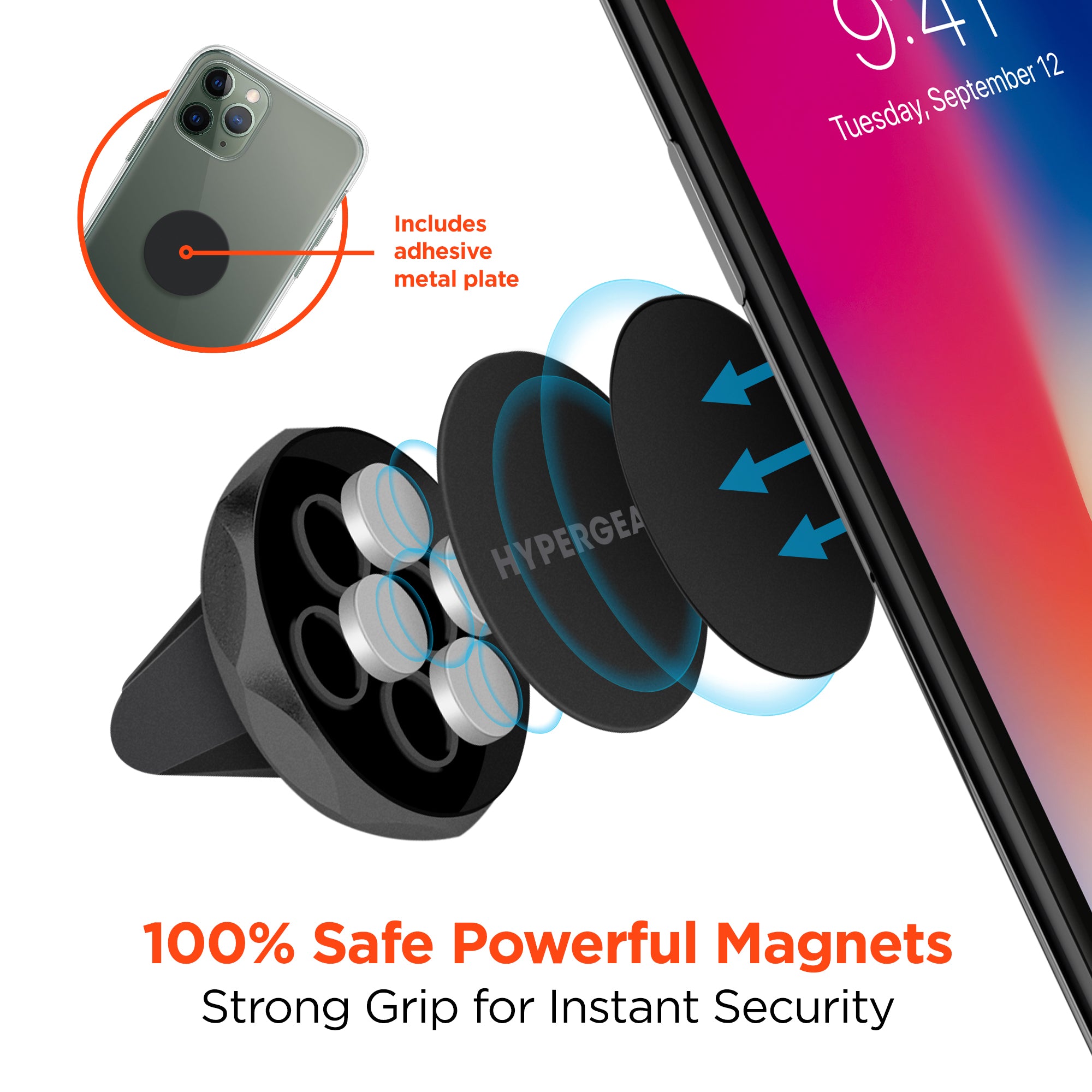 Magnetic Vent Phone Mount | Black