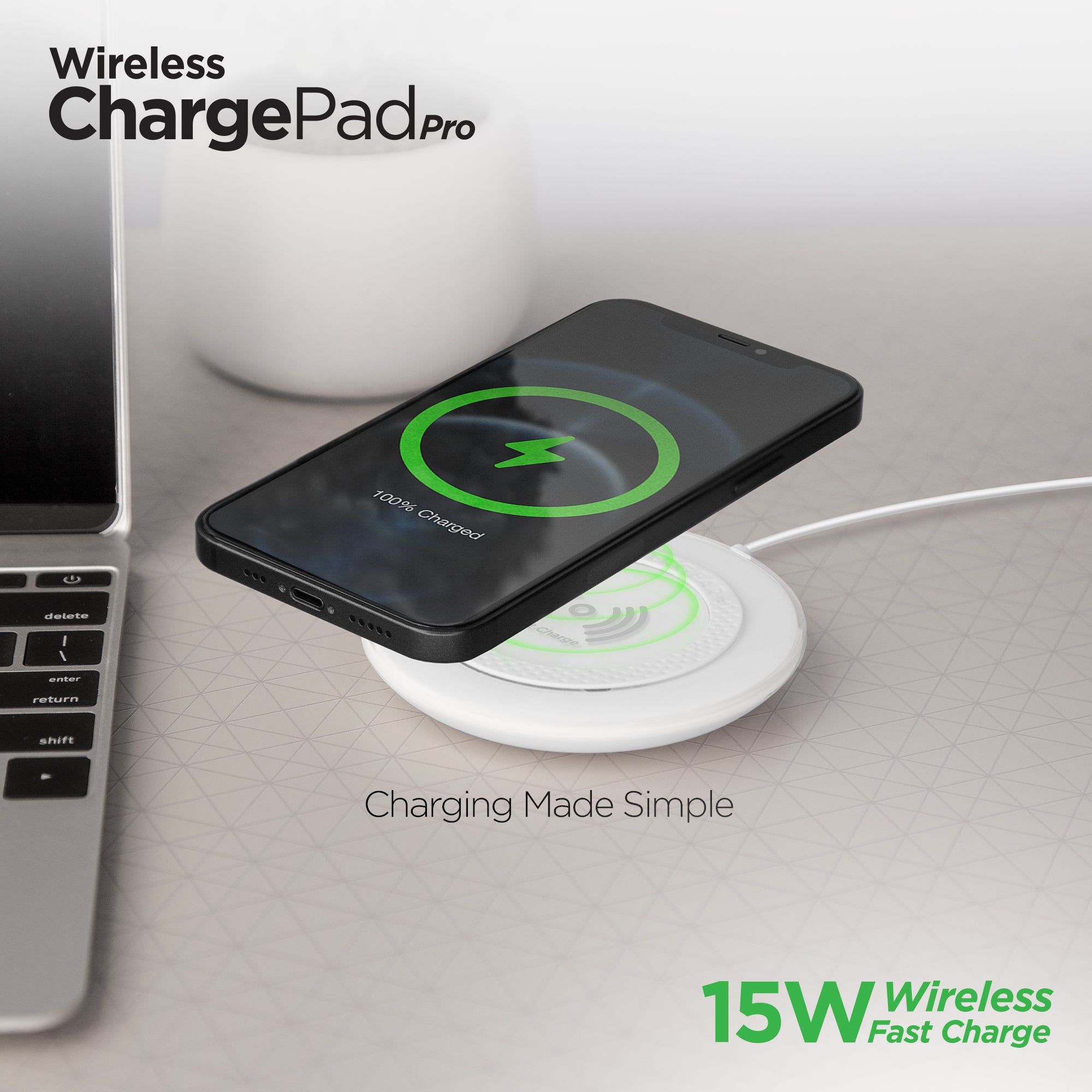 ChargePad Pro 15W Wireless Fast Charger | White