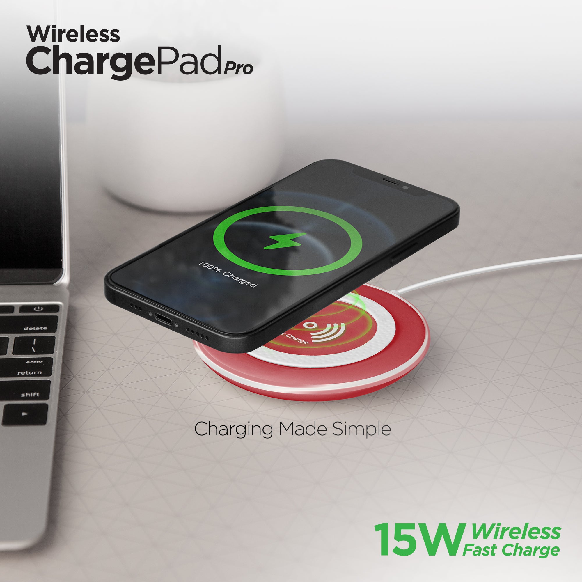 ChargePad Pro 15W Wireless Fast Charger | Red