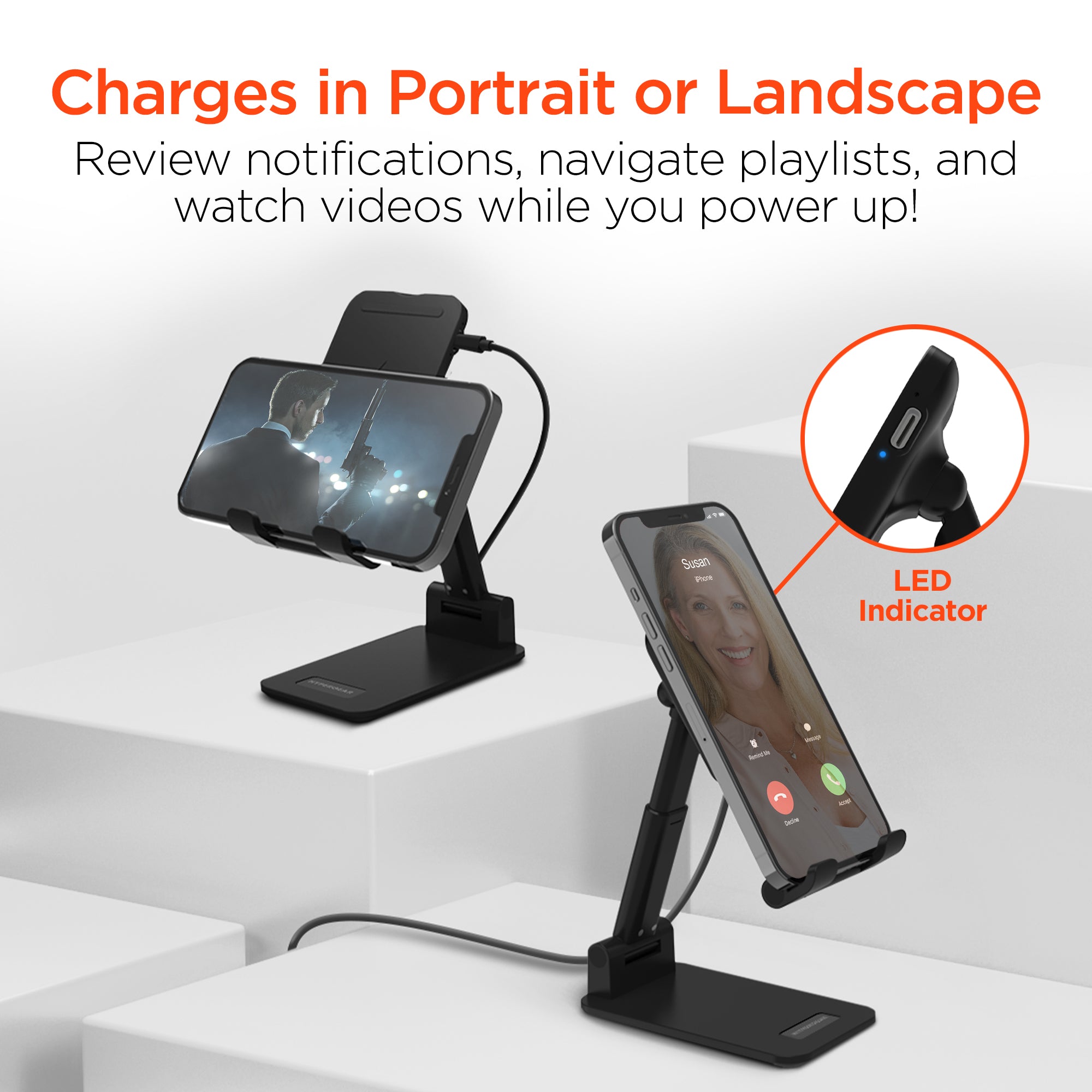 PowerFold 10W Wireless Fast Charging Stand | Black