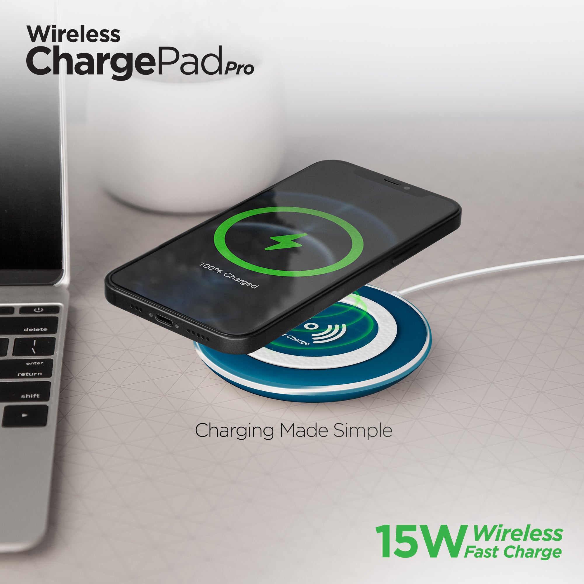 15W Wireless Charging Pad, Wireless Charger BLUE
