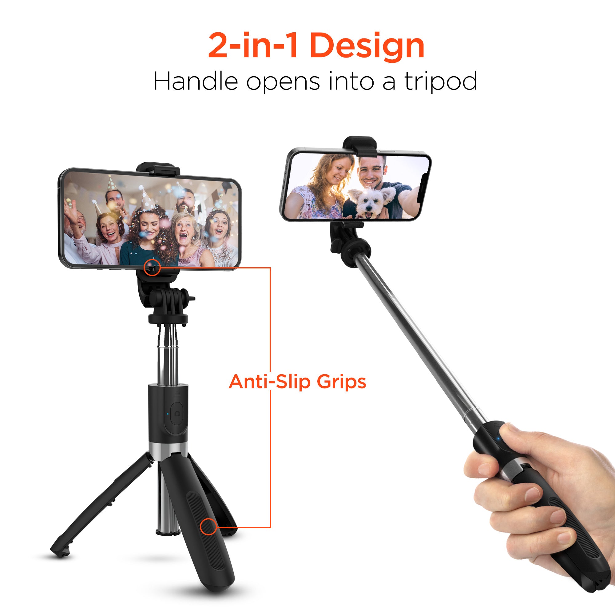 Selfie Stick + Tripod for Phone, GoPro, Camera