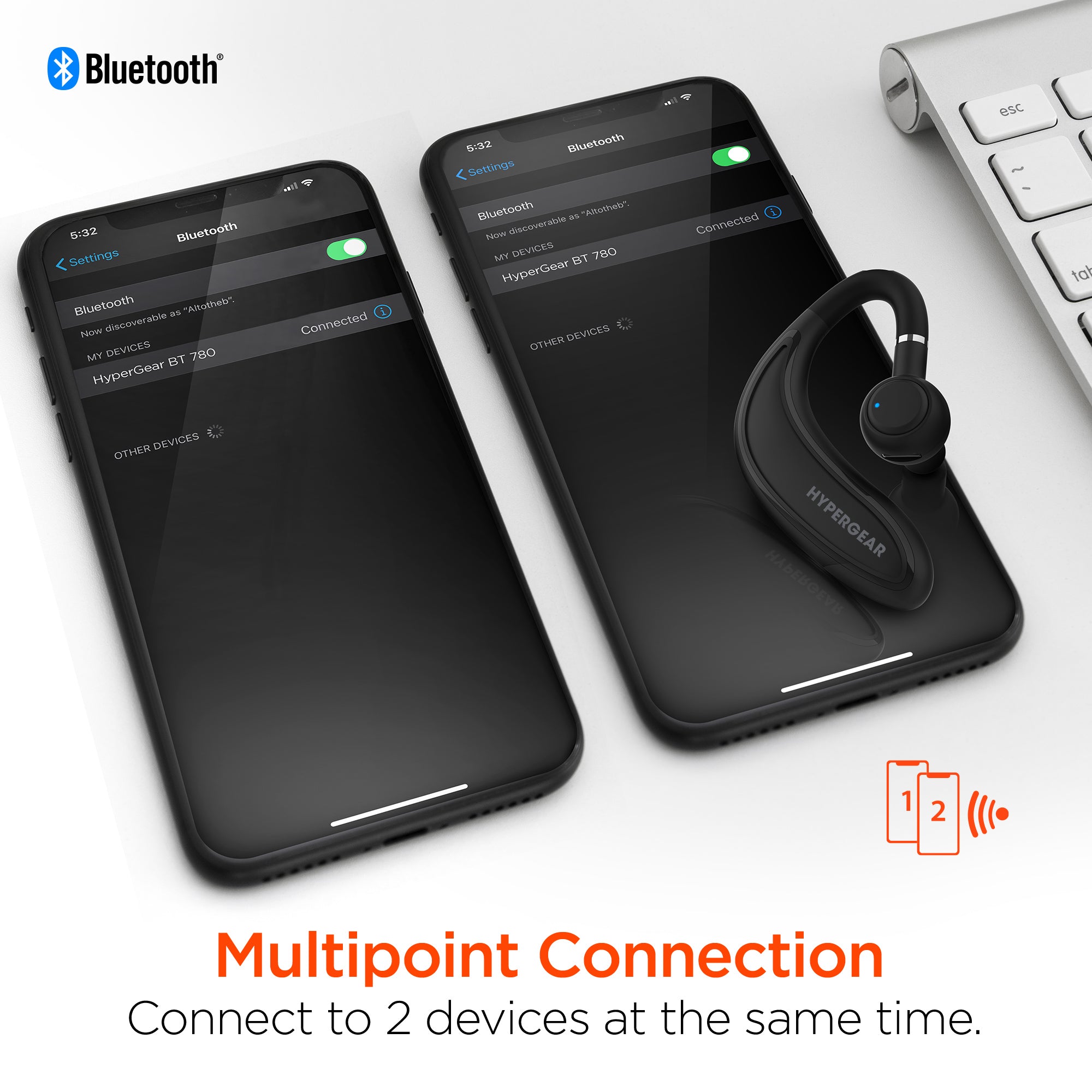 Bluetooth Headset - BT 780 HD Wireless Earpiece