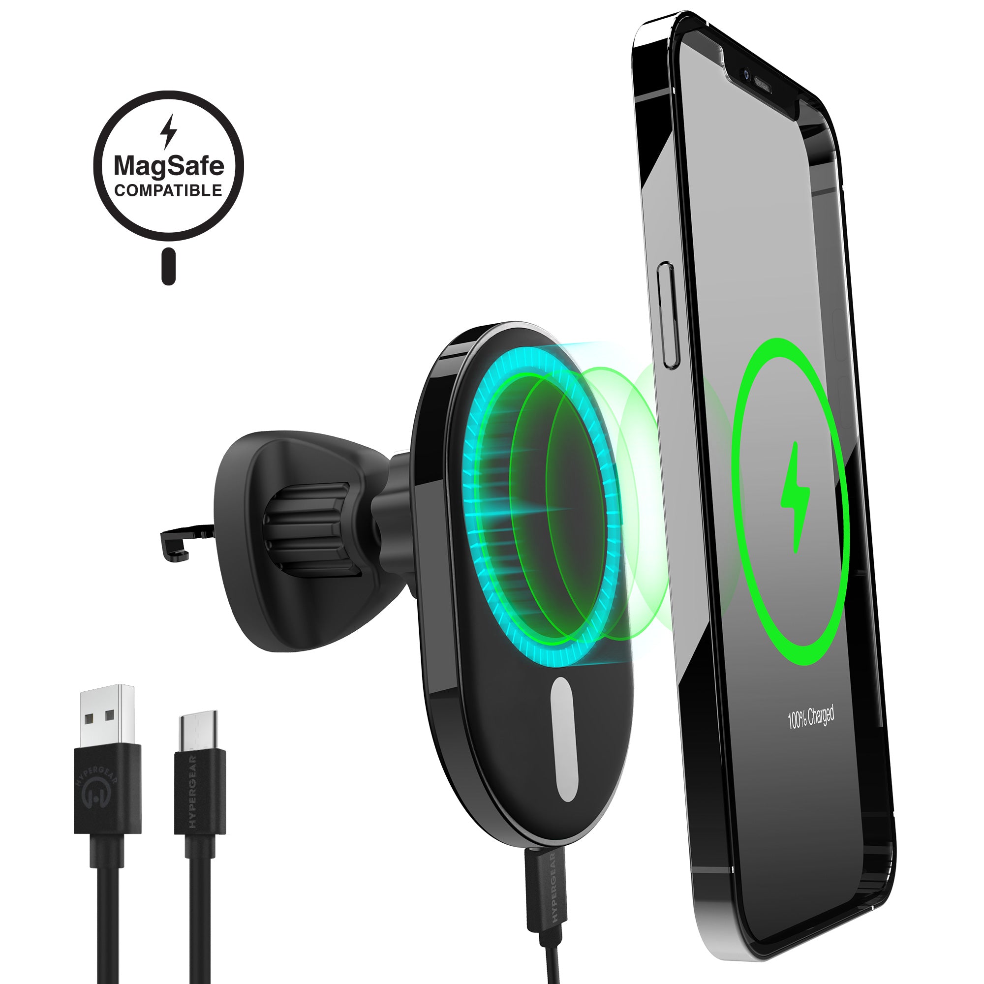 MagVent Magnetic Wireless Fast Charging Mount for iPhone 14 | Vent | Black