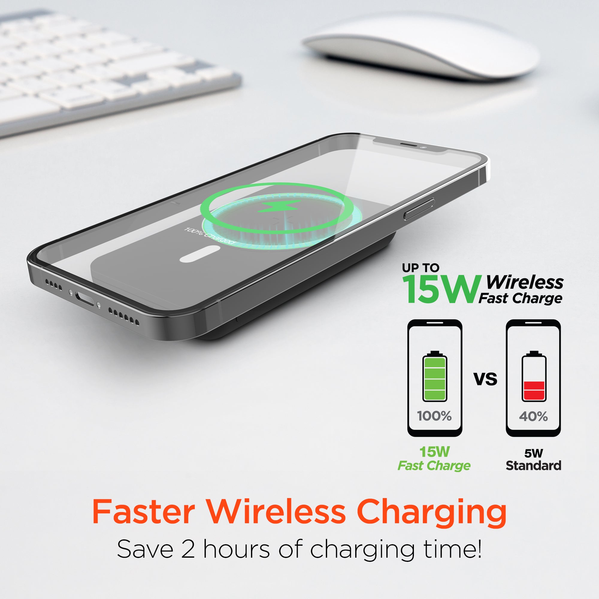 Arc 5000mAh Power Bank with Magnetic Wireless Charger