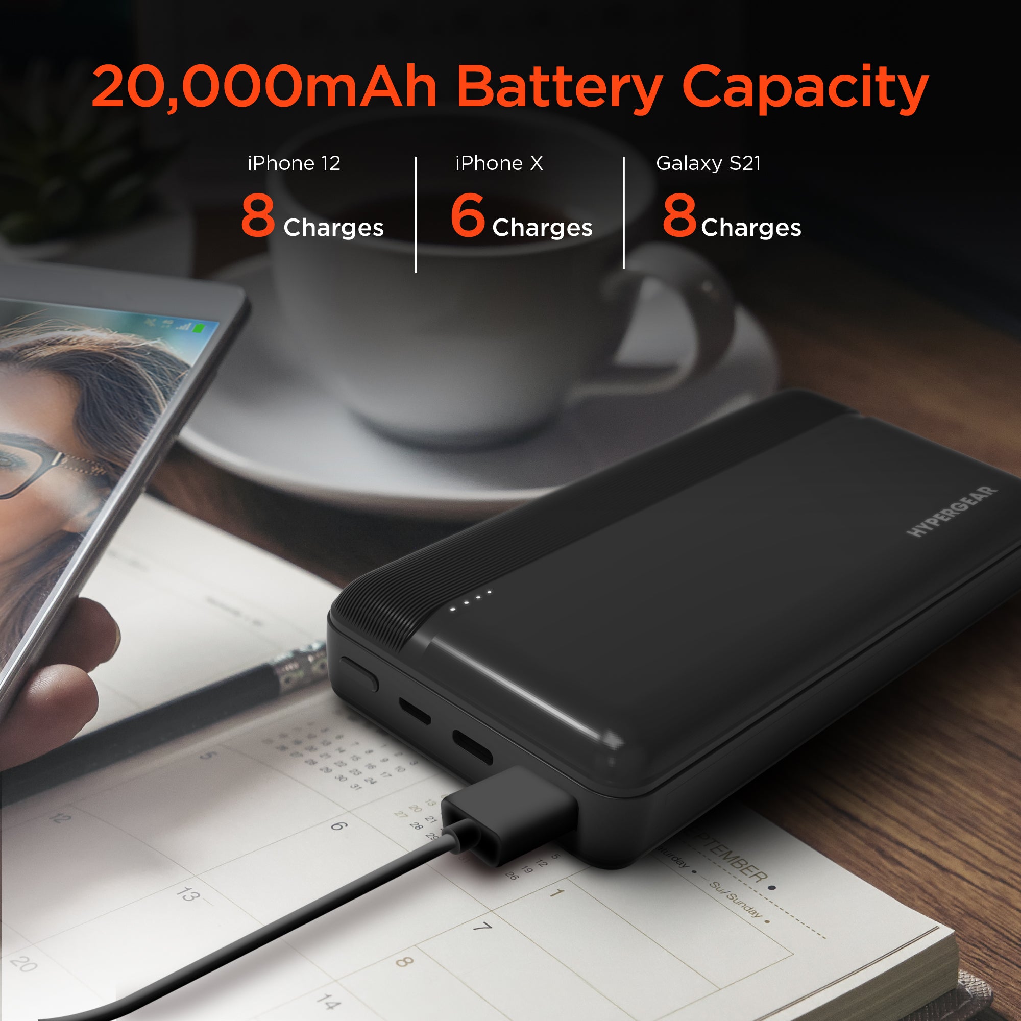 20,000mAh, Fast Charge Power Bank with 20W USB-C PD