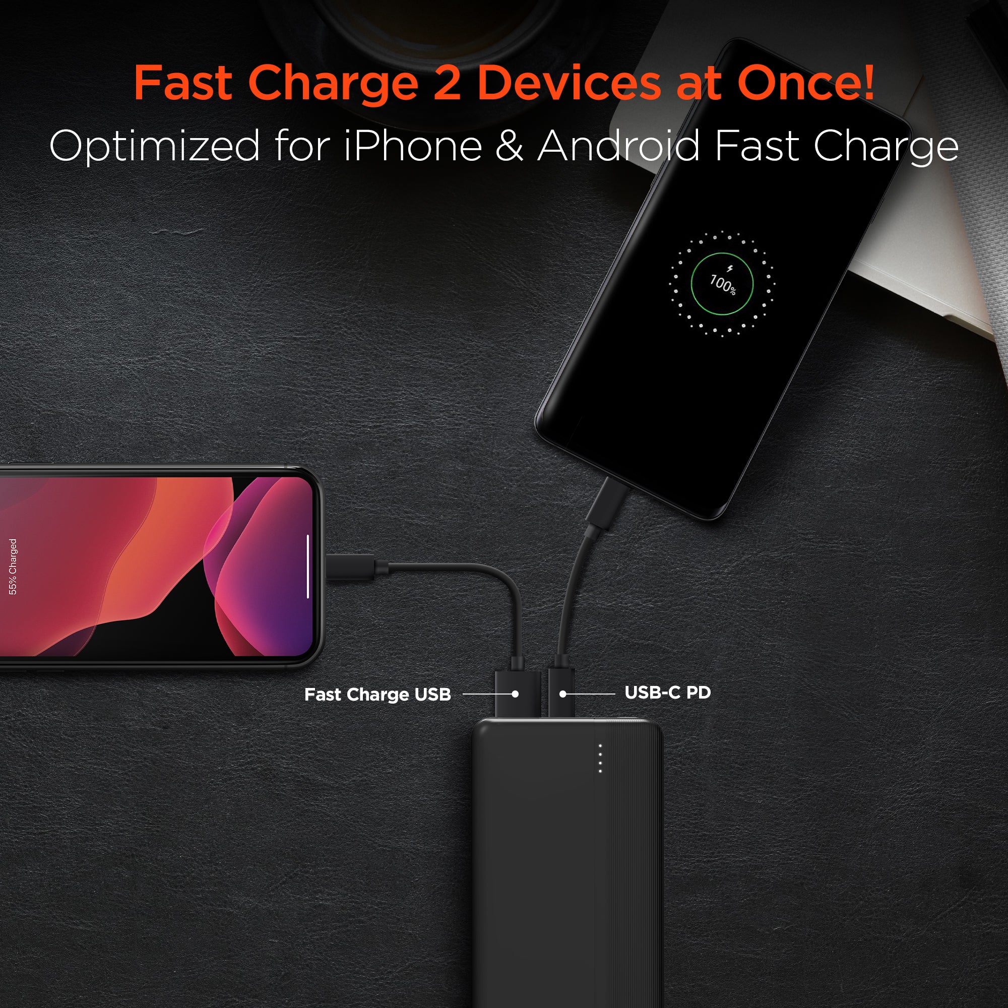 20,000mAh | Fast Charge Power Bank with 20W USB-C PD | Black