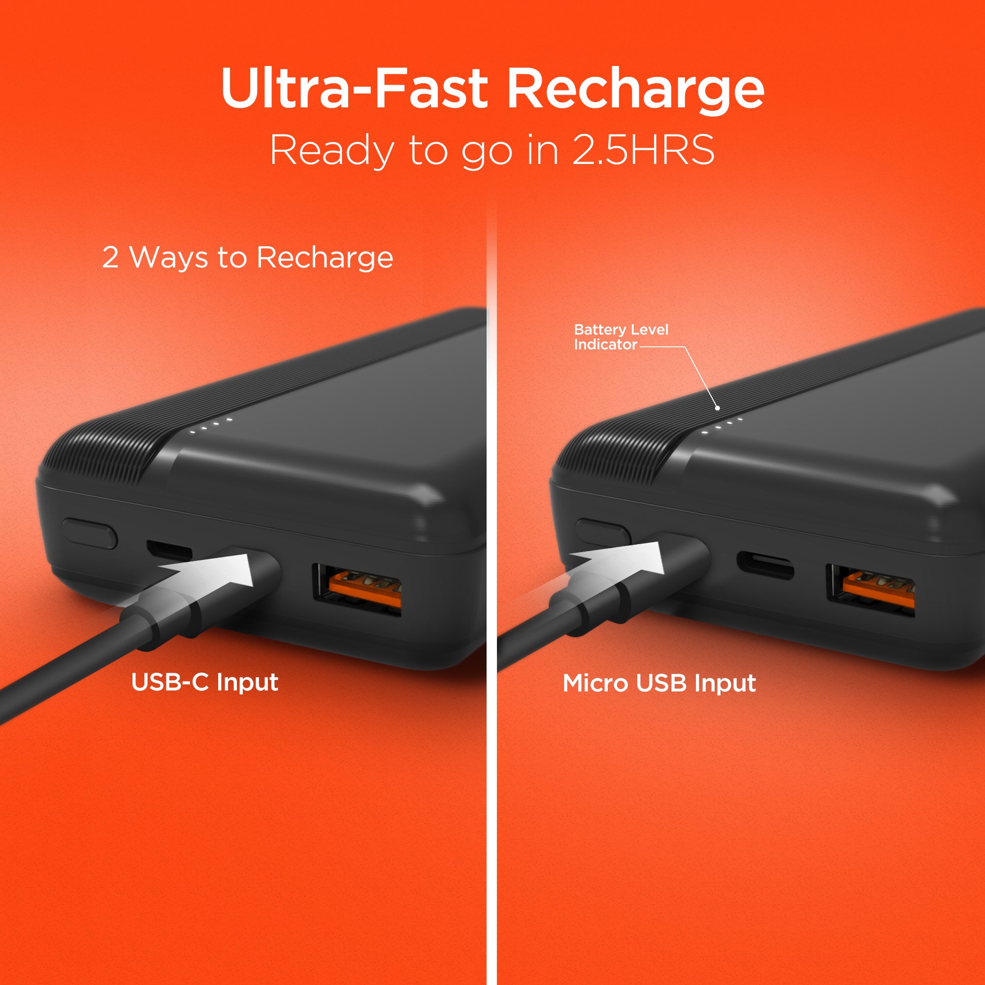 20,000mAh | Fast Charge Power Bank with 20W USB-C PD | Black