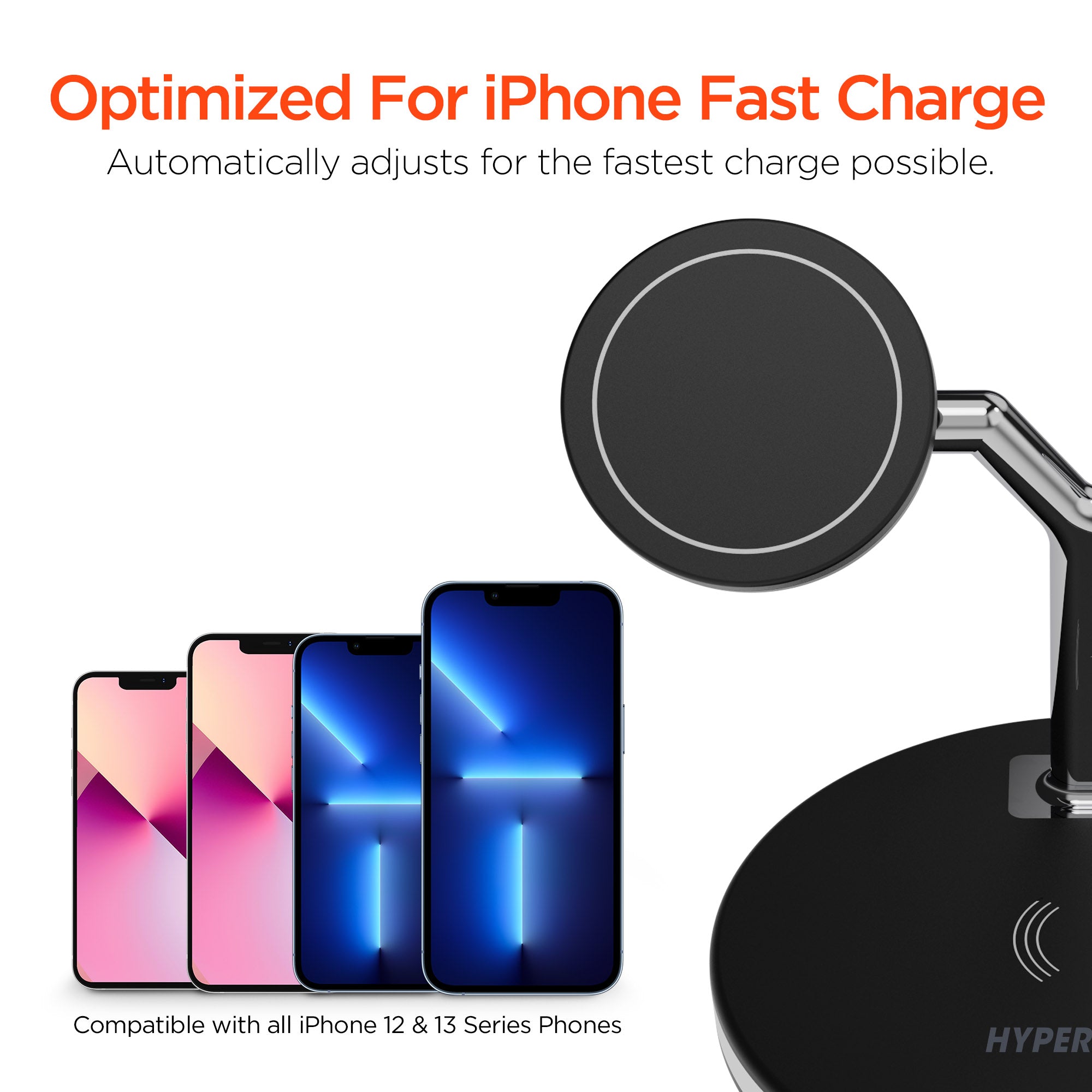 MaxCharge 3-in-1 Wireless Charging Stand with 15W Magnetic Wireless Fast Charge | Black