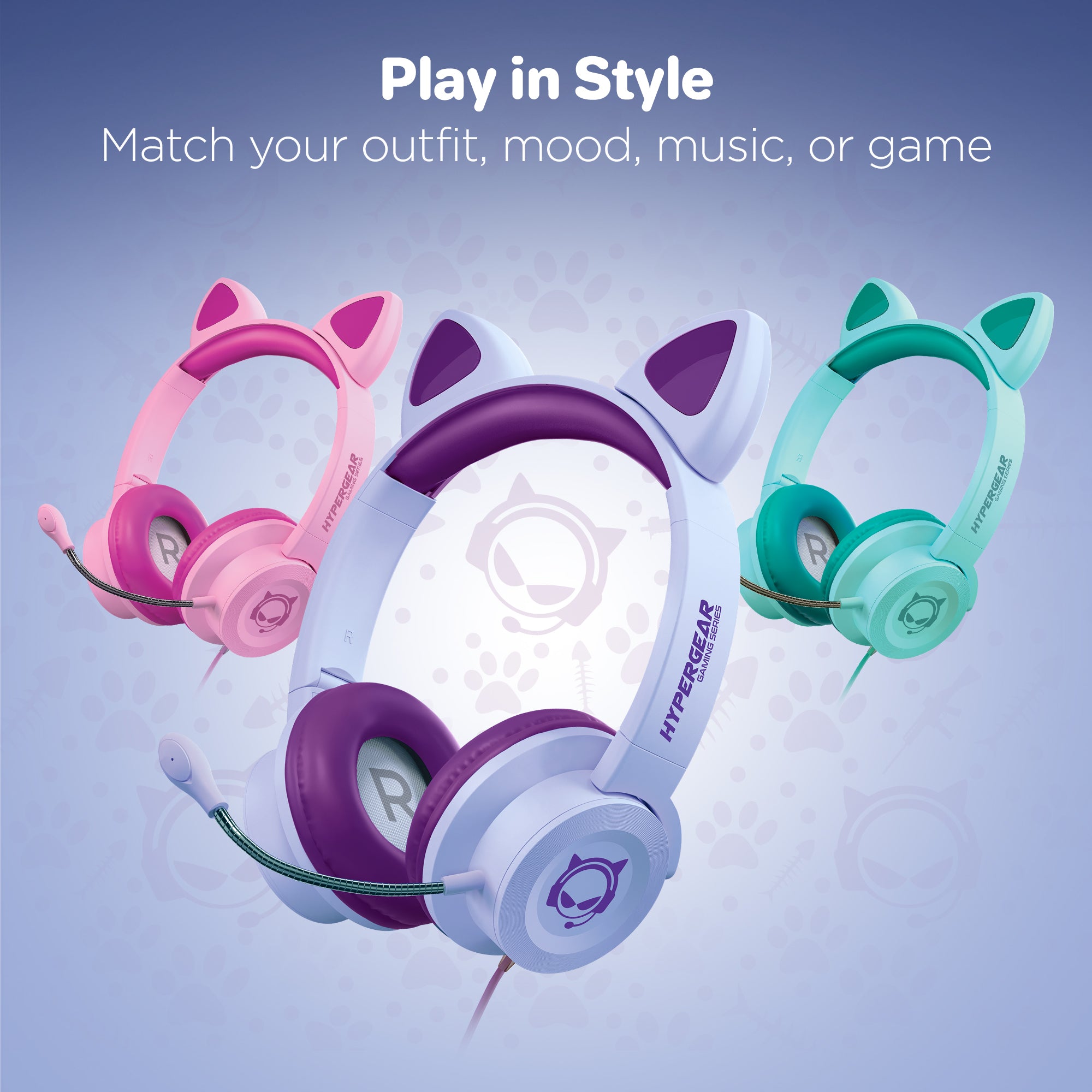 Kombat Kitty Gaming Headset Purple