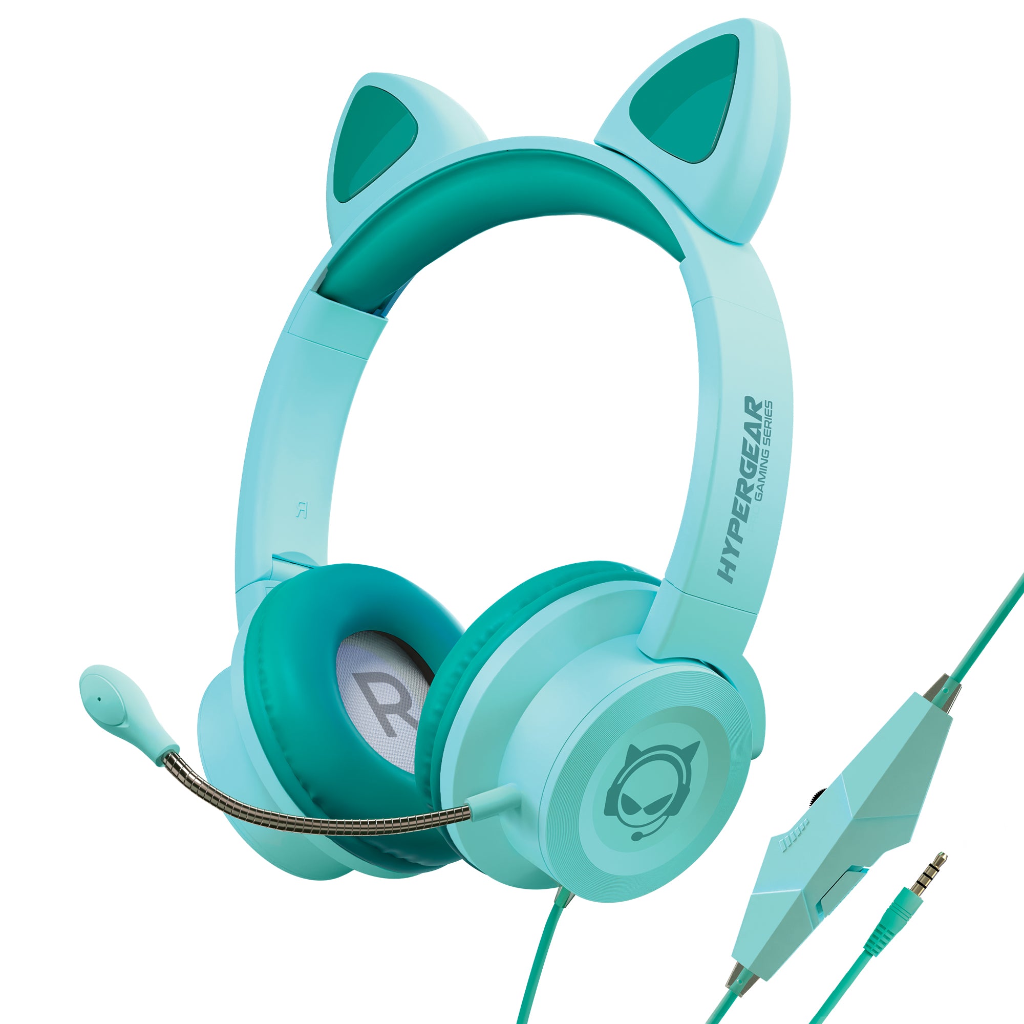 Gaming Headset for Kids Cat Ear Headphones TEAL HyperGear