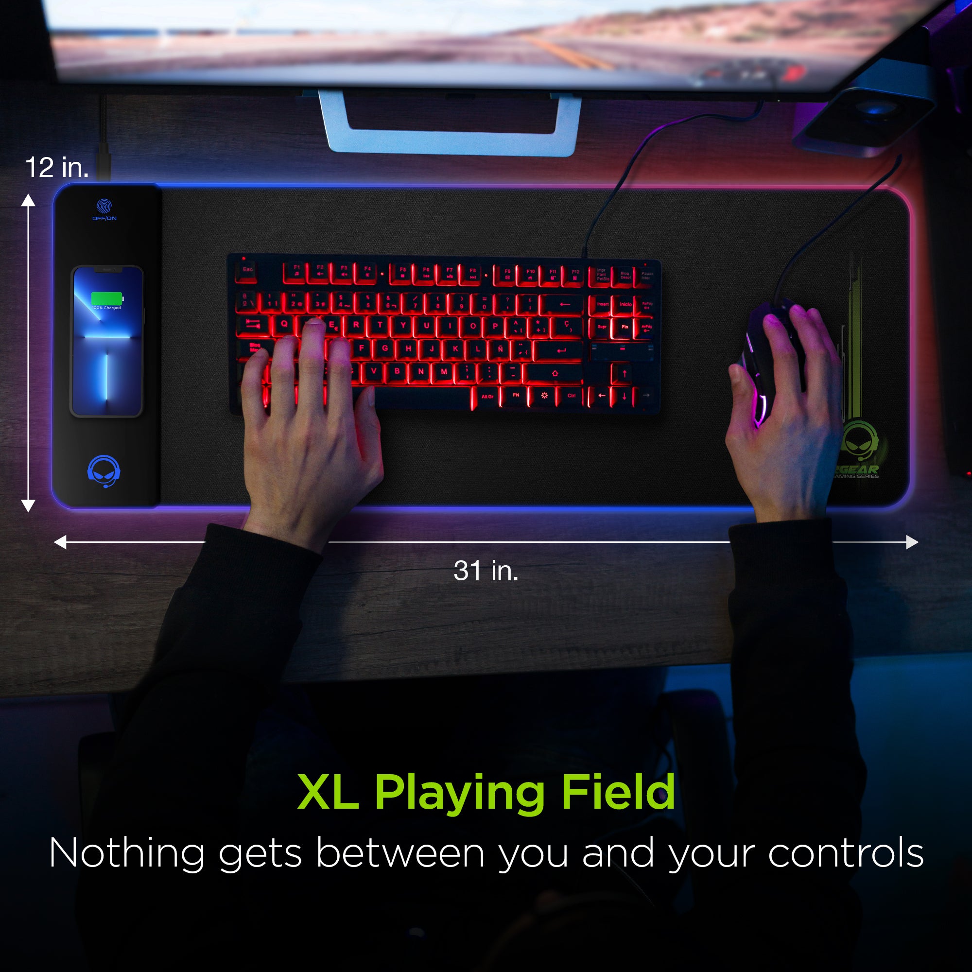 Wireless Gaming Keyboard and Mouse Combo Set With Mouse Pad