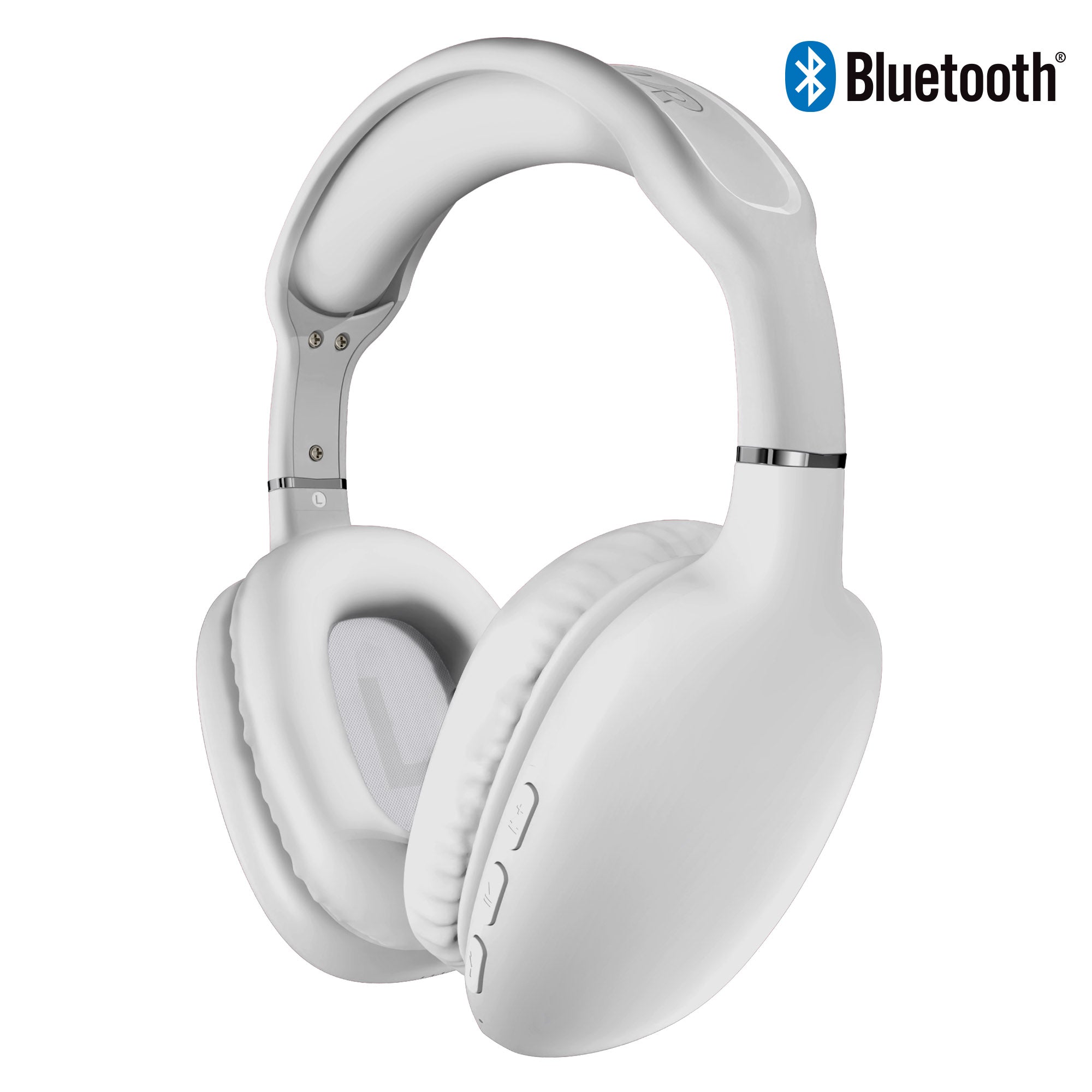 SoundPlay Foldable Wireless Headphones, Bluetooth Over-Ear Headset with  Built-in Mic, White