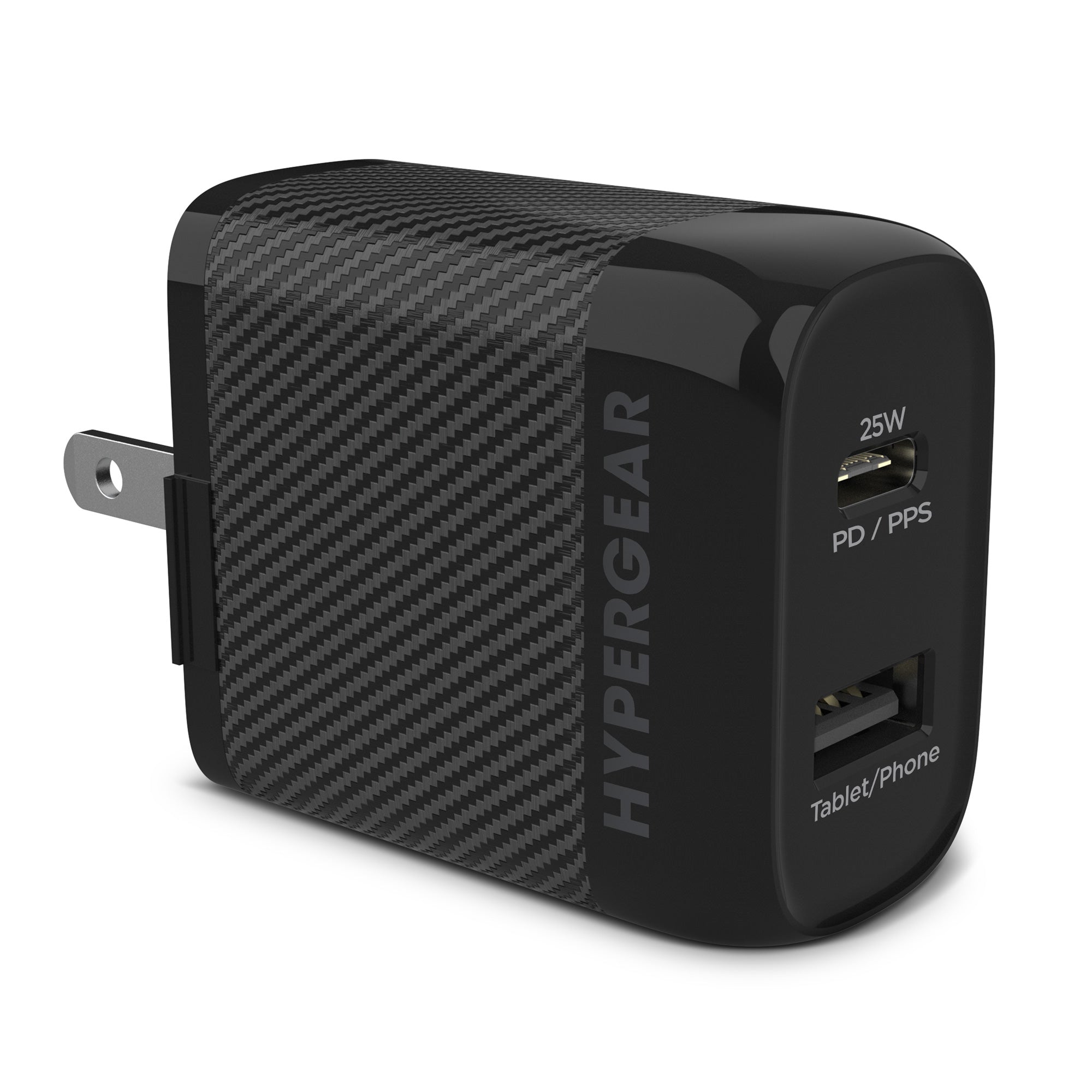 SpeedBoost 25W USB-C & 12W USB Wall Charger with PD/PPS | Black