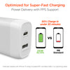SpeedBoost 25W USB-C PD + 12W USB Fast Wall Charger with PPS | 6ft MFi Lightning Cable | White