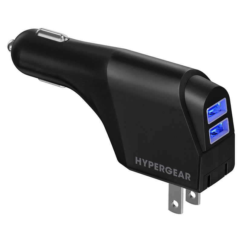 Hybrid 10W Dual USB Car + Wall Charger | Black