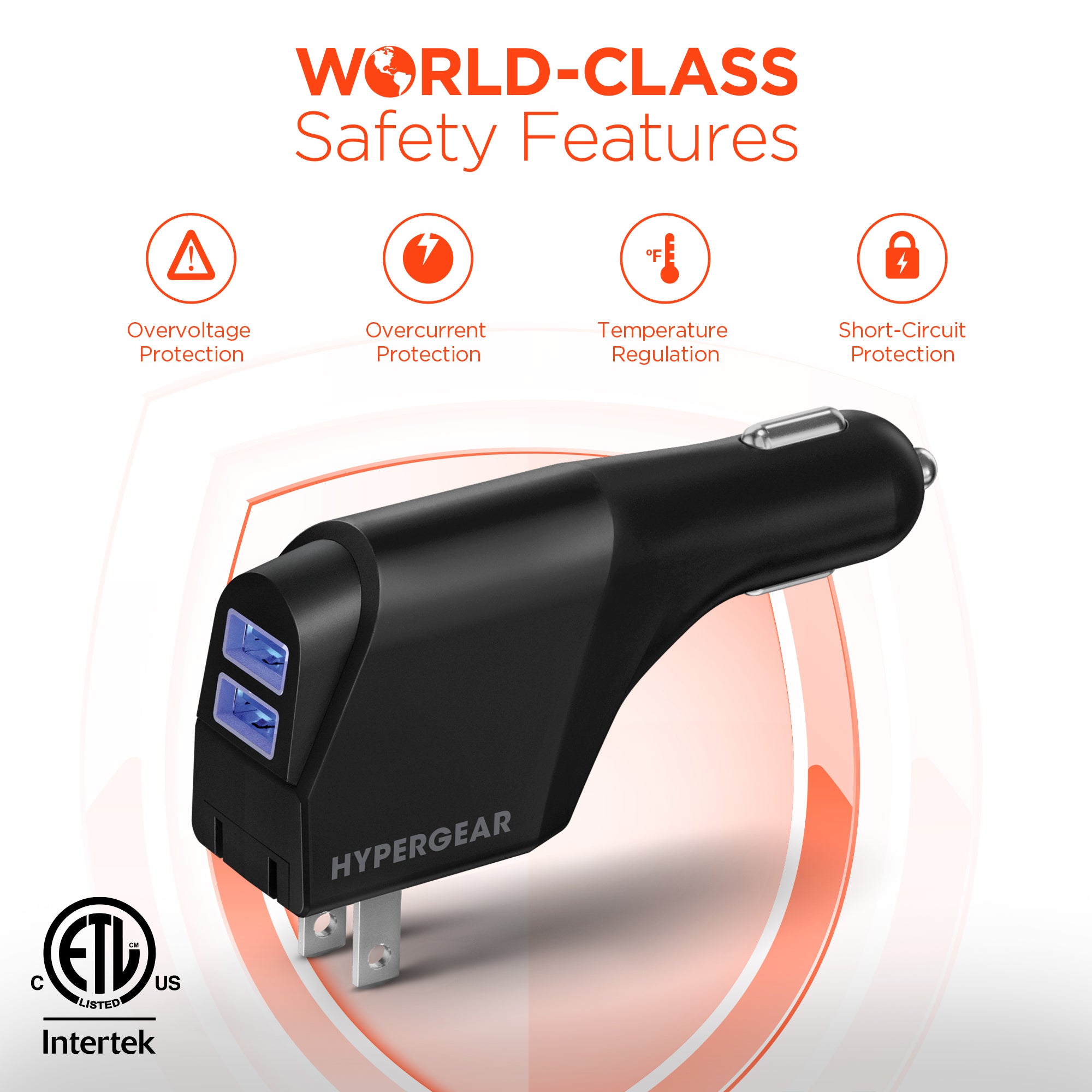 Hybrid 10W Dual USB Car + Wall Charger | Black