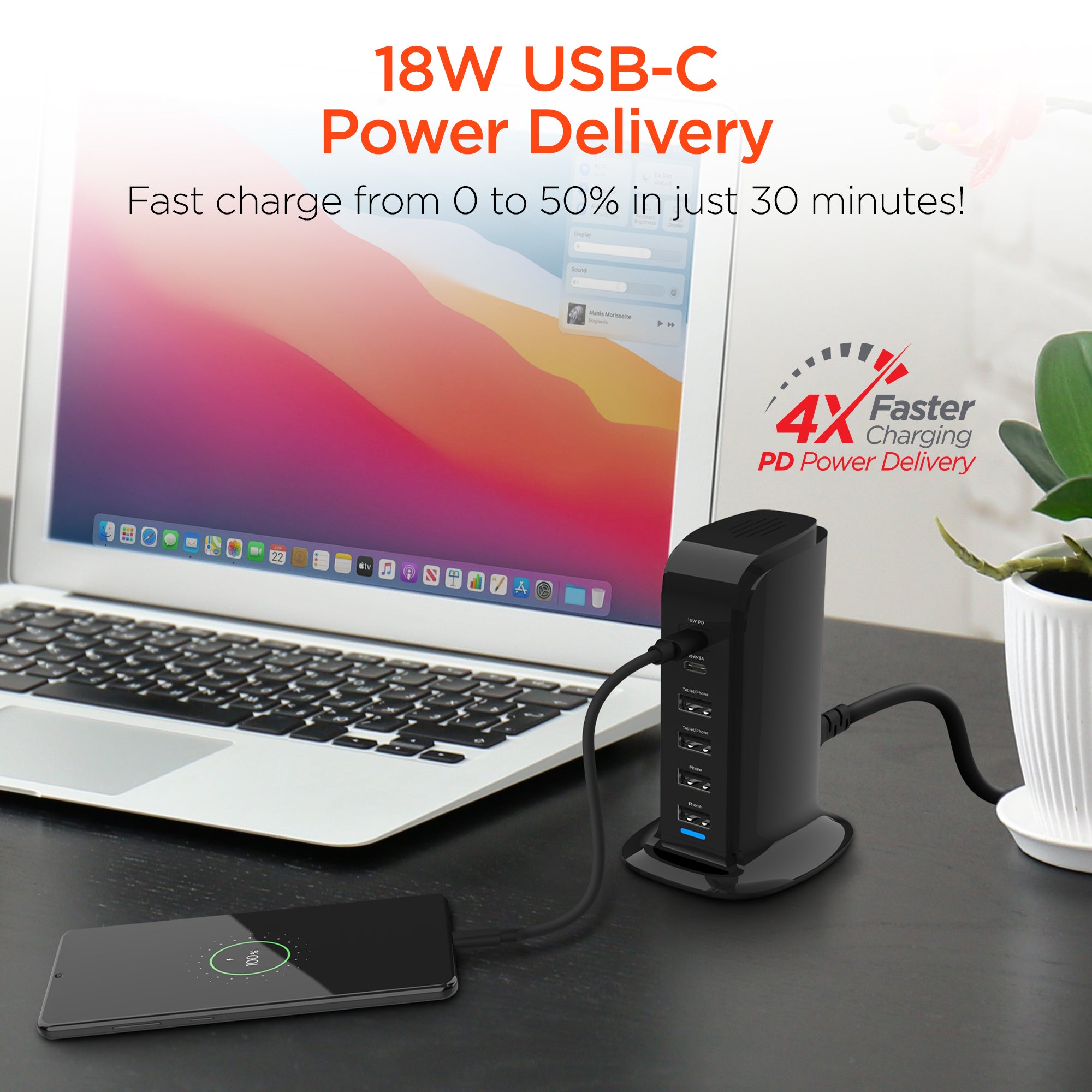 Power Tower 42W High-Speed Charging Station | Black