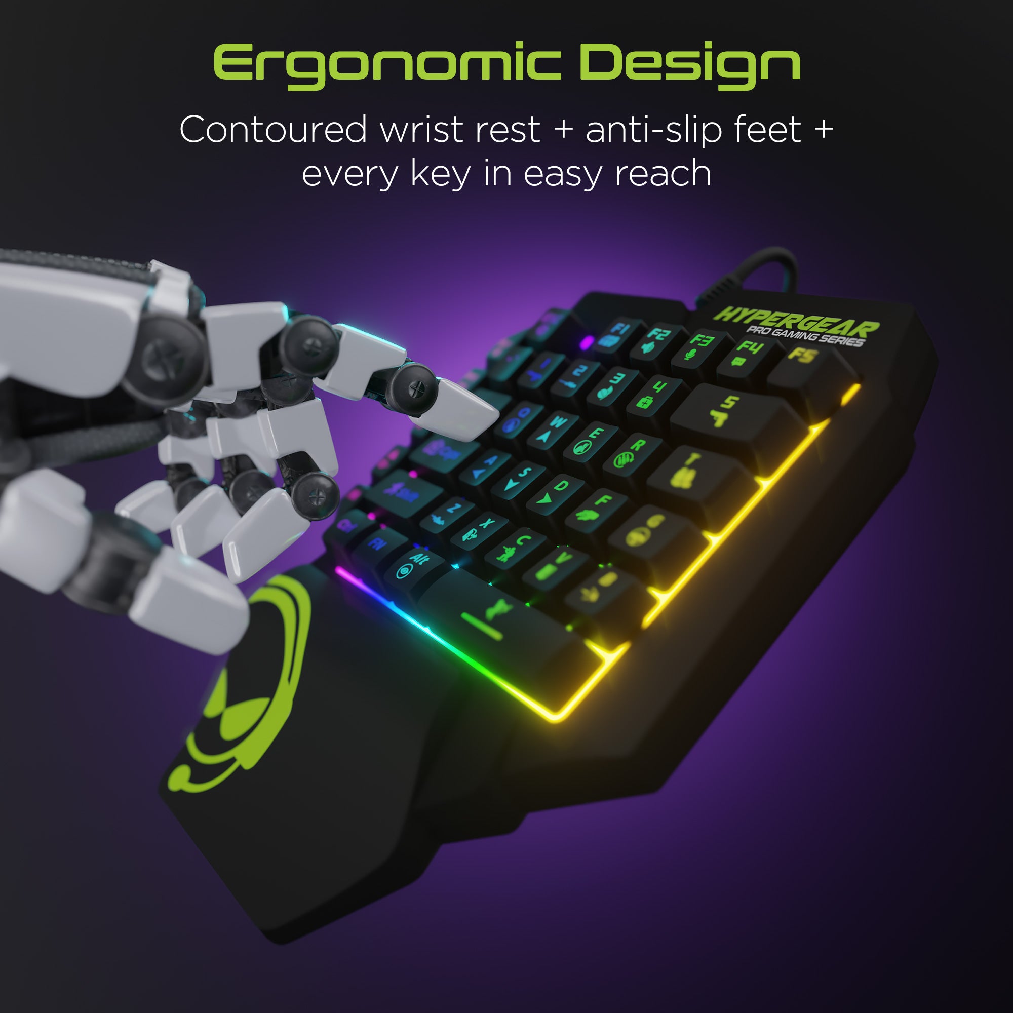 HyperGear KeyVictory One-Handed Gaming Keypad Black