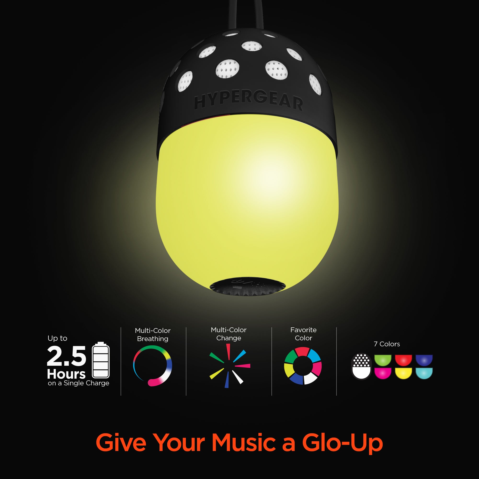 HyperGear Go-Glo Light-Up LED Wireless Speaker Black